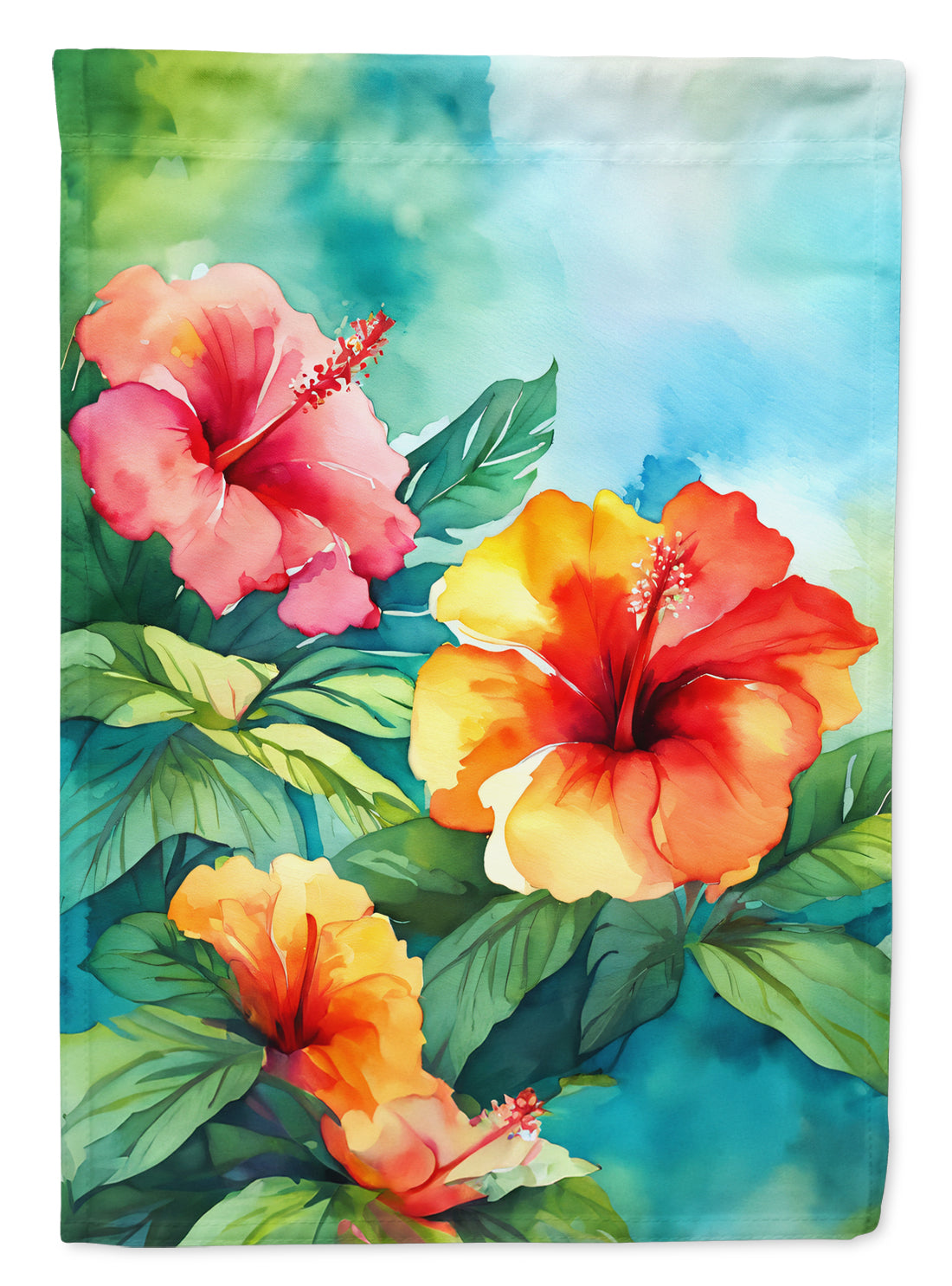 Buy this Hawaii Hawaiian Hibiscus in Watercolor Garden Flag