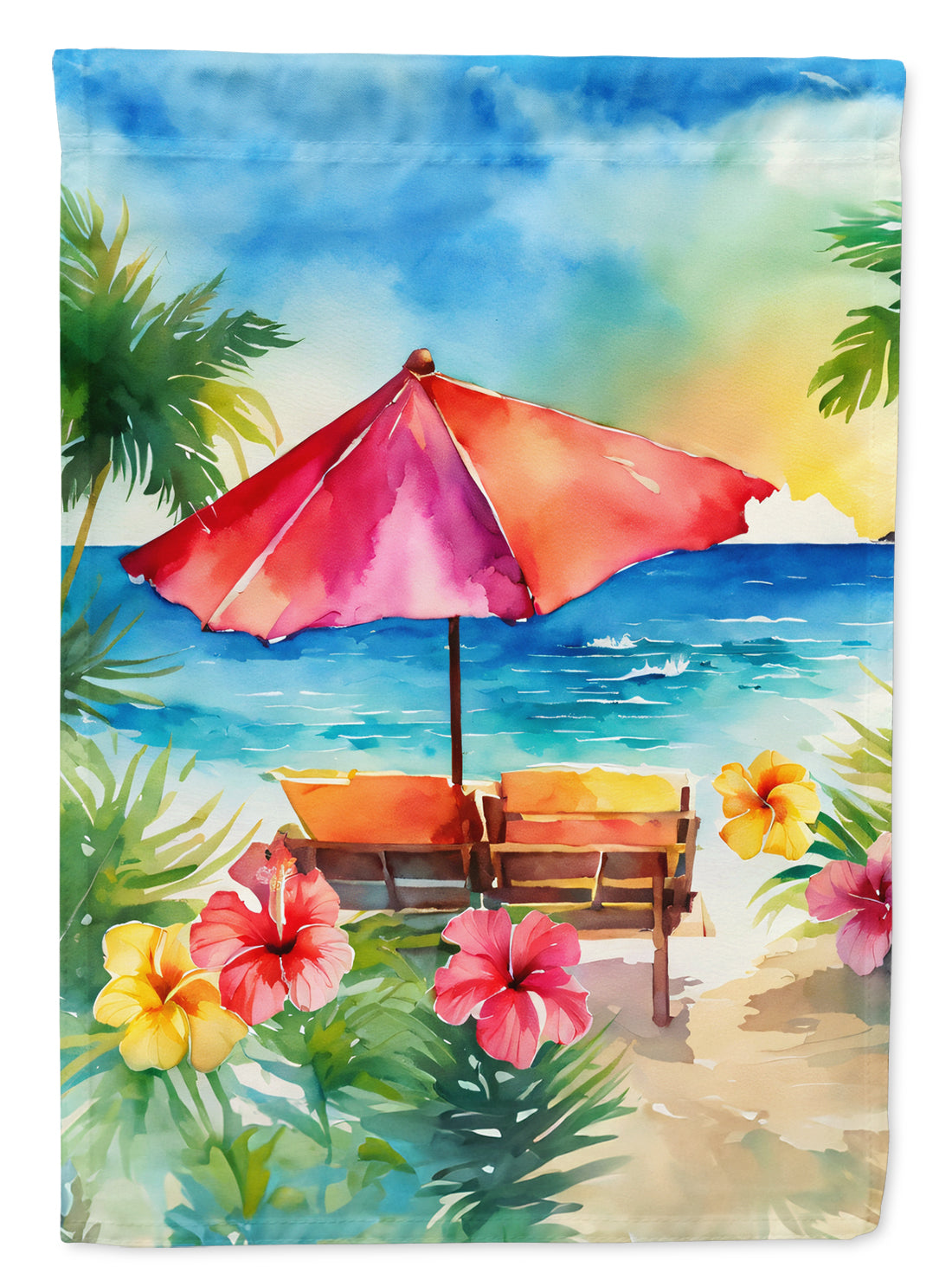 Buy this Hawaii Hawaiian Hibiscus in Watercolor House Flag