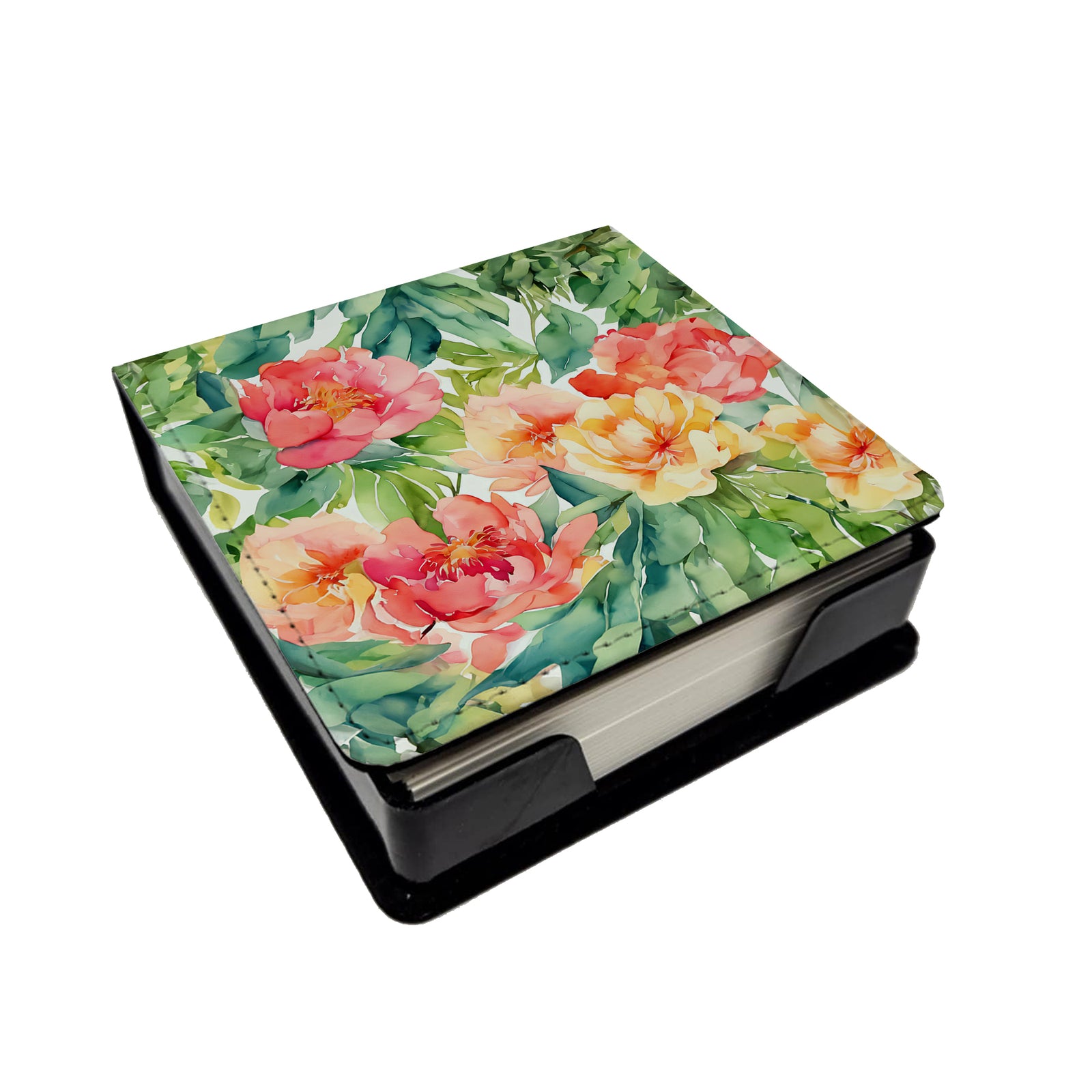 Buy this Indiana Peonies in Watercolor PU Leather Note Paper Holder