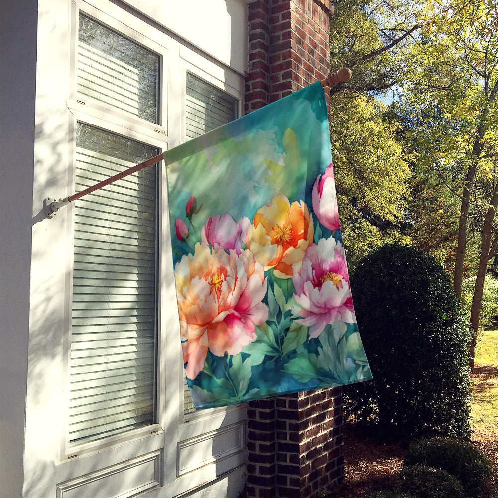 Buy this Indiana Peonies in Watercolor House Flag