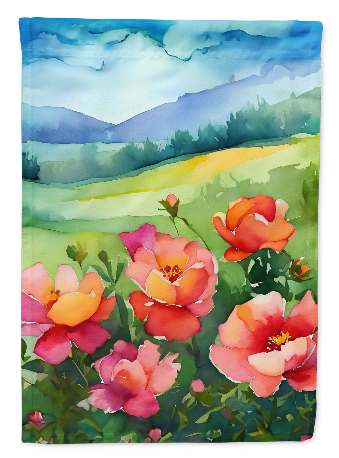 Buy this Iowa Wild Prairie Roses in Watercolor Garden Flag