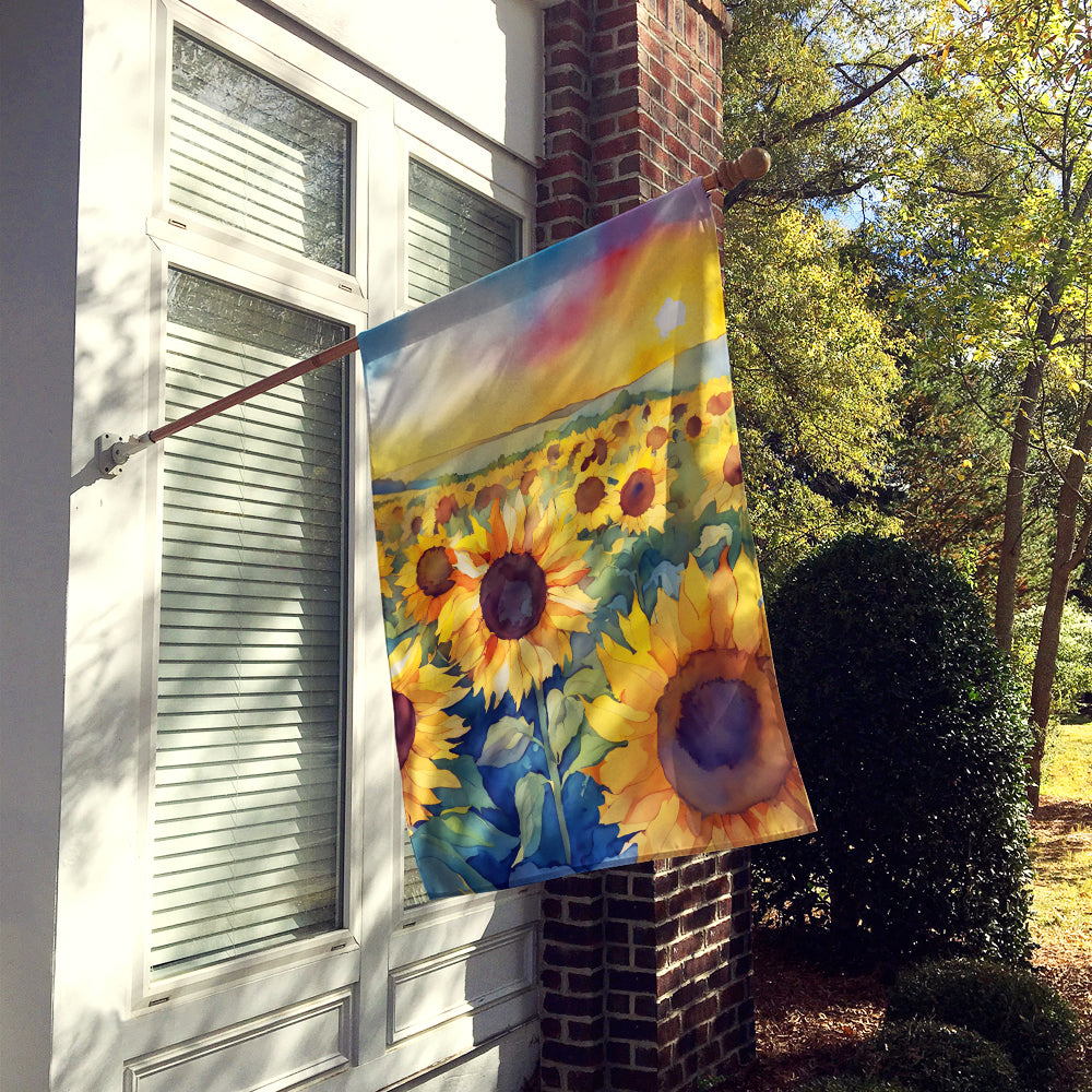 Buy this Kansas Sunflowers in Watercolor House Flag