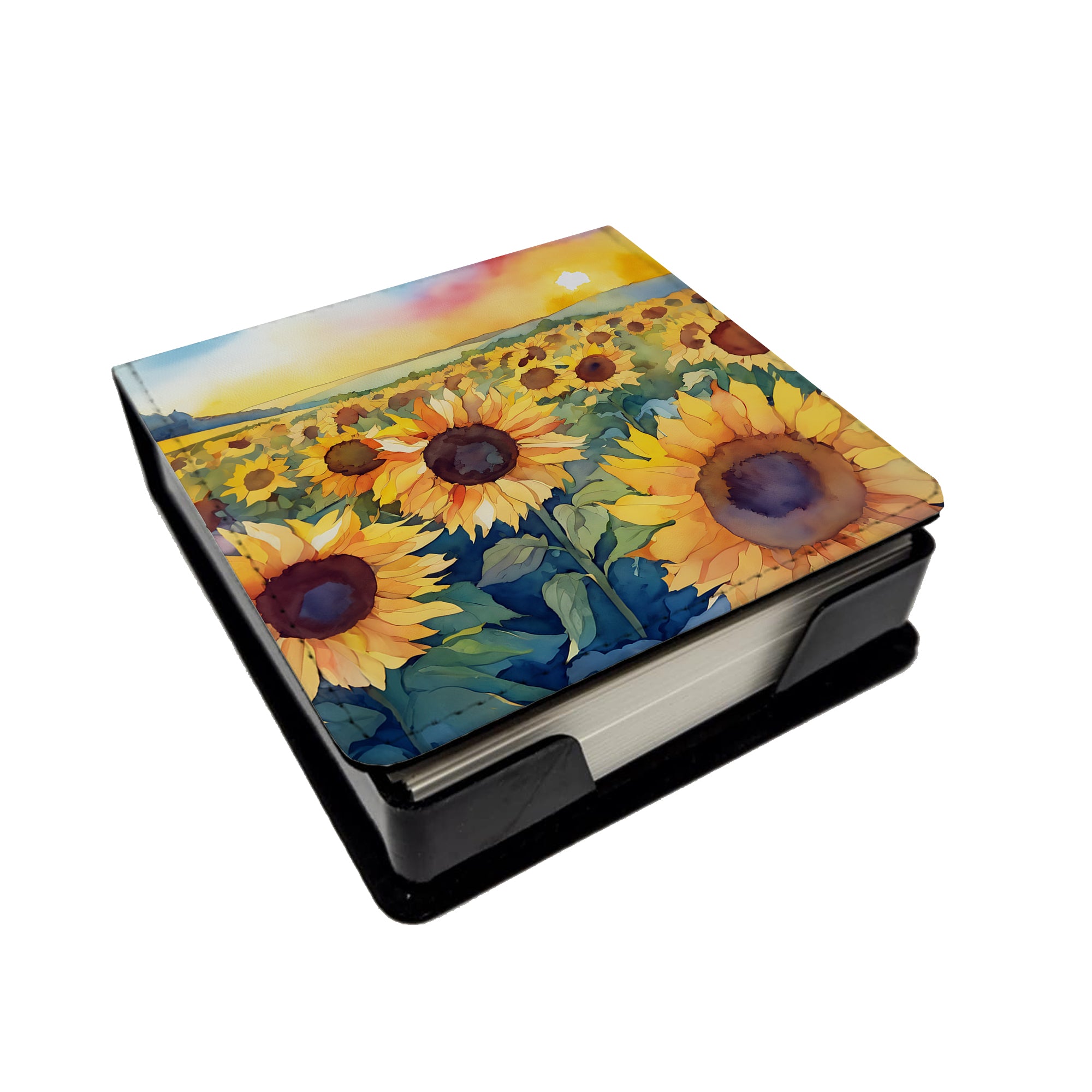 Buy this Kansas Sunflowers in Watercolor PU Leather Note Paper Holder