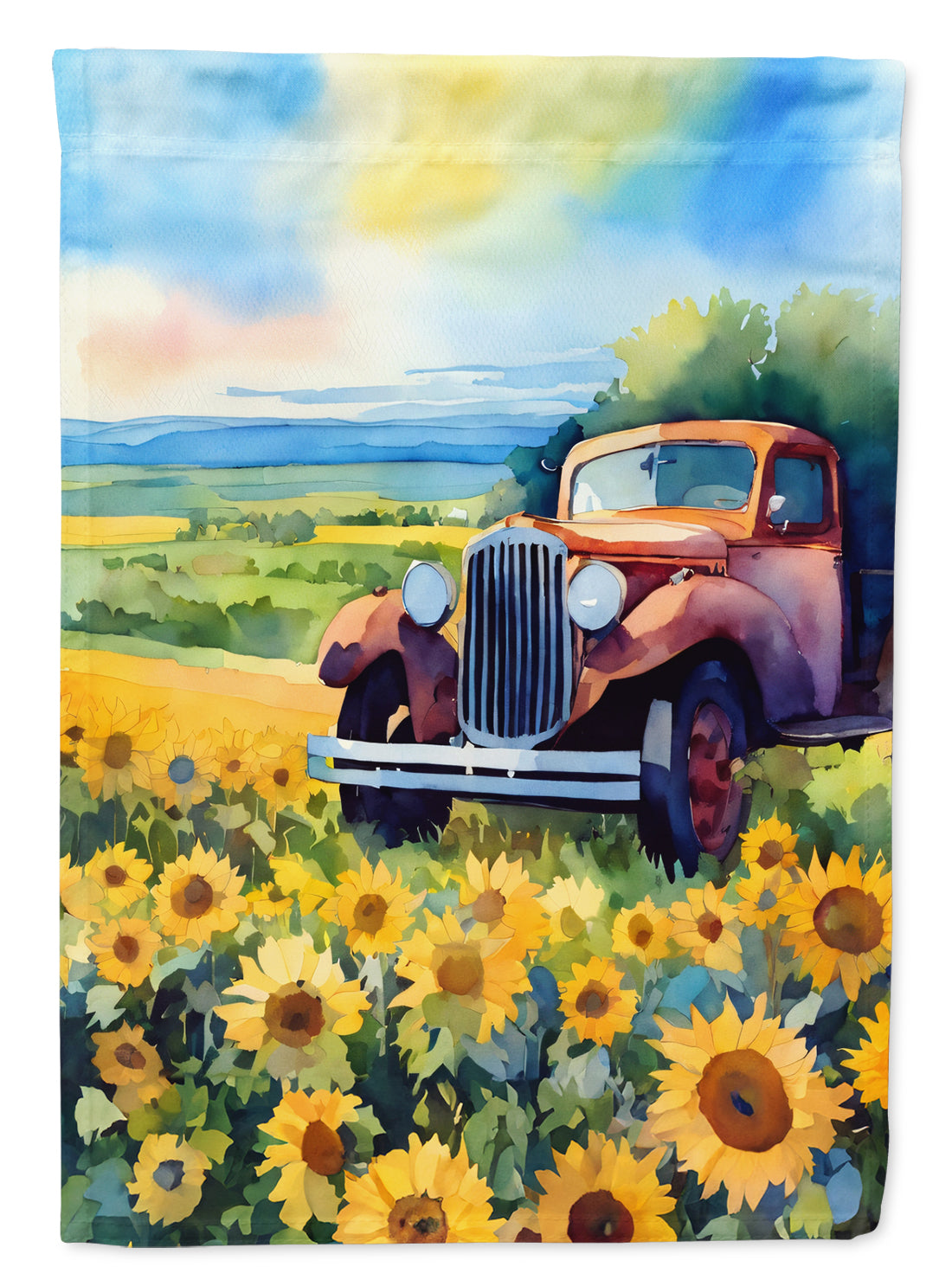 Buy this Kansas Sunflowers in Watercolor House Flag