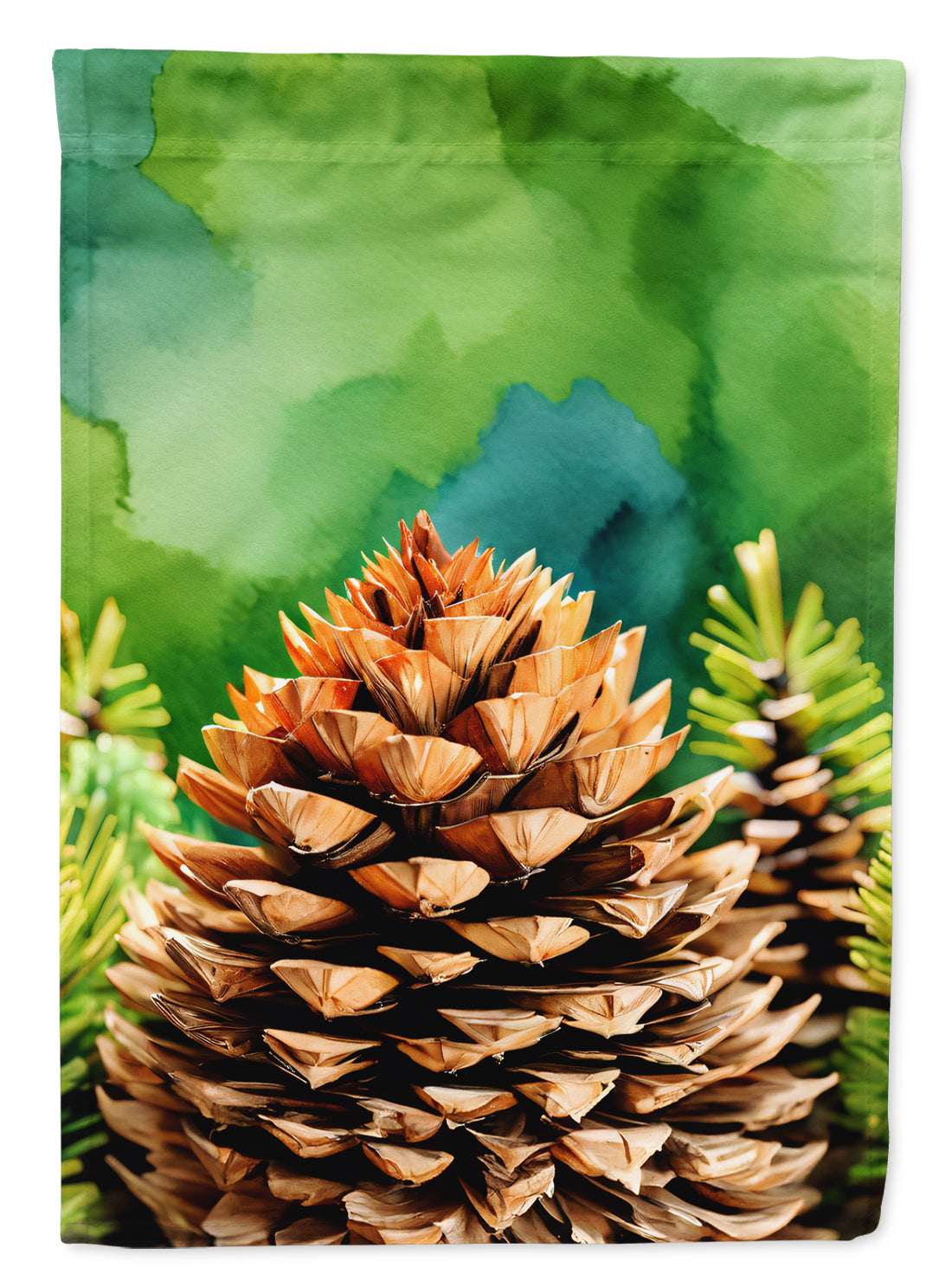 Buy this Maine White Pine Cone and Tassels in Watercolor House Flag