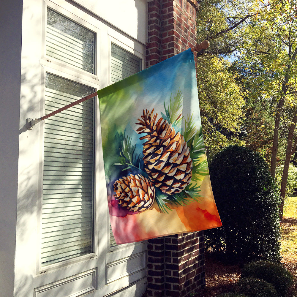 Buy this Maine White Pine Cone and Tassels in Watercolor House Flag