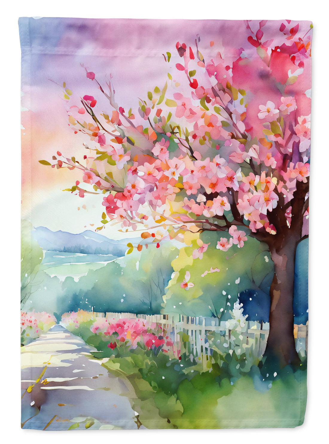 Buy this Michigan Apple Blossoms in Watercolor House Flag