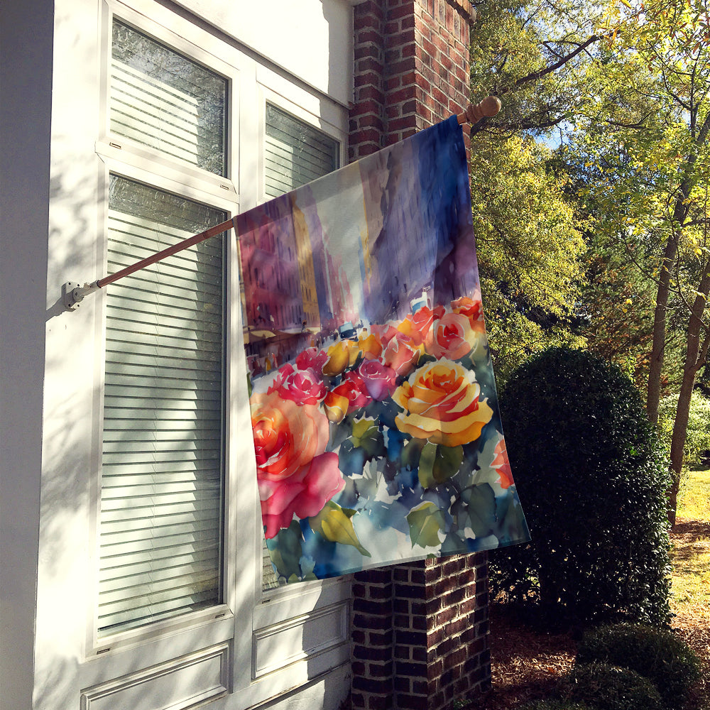 New York Roses in Watercolor House Flag