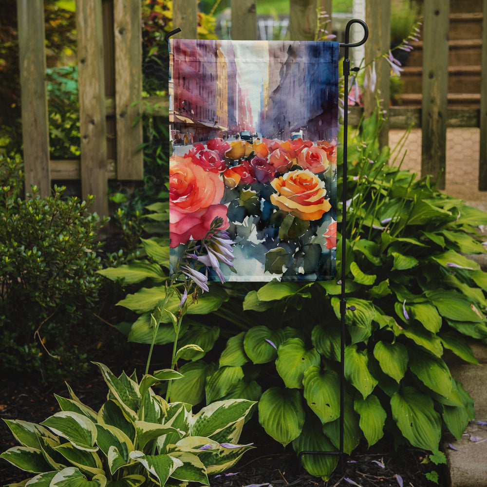 New York Roses in Watercolor Garden Flag