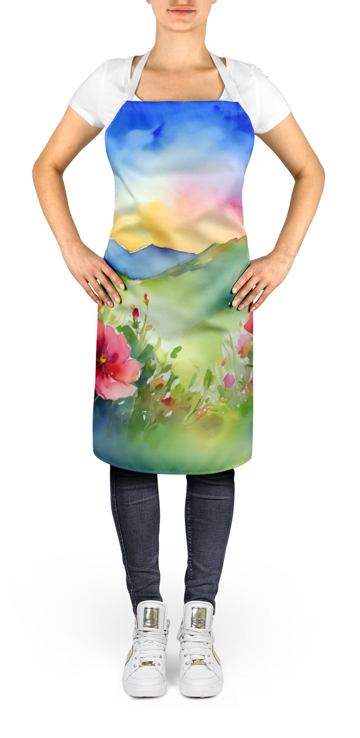 North Dakota Wild Prairie Roses in Watercolor Apron