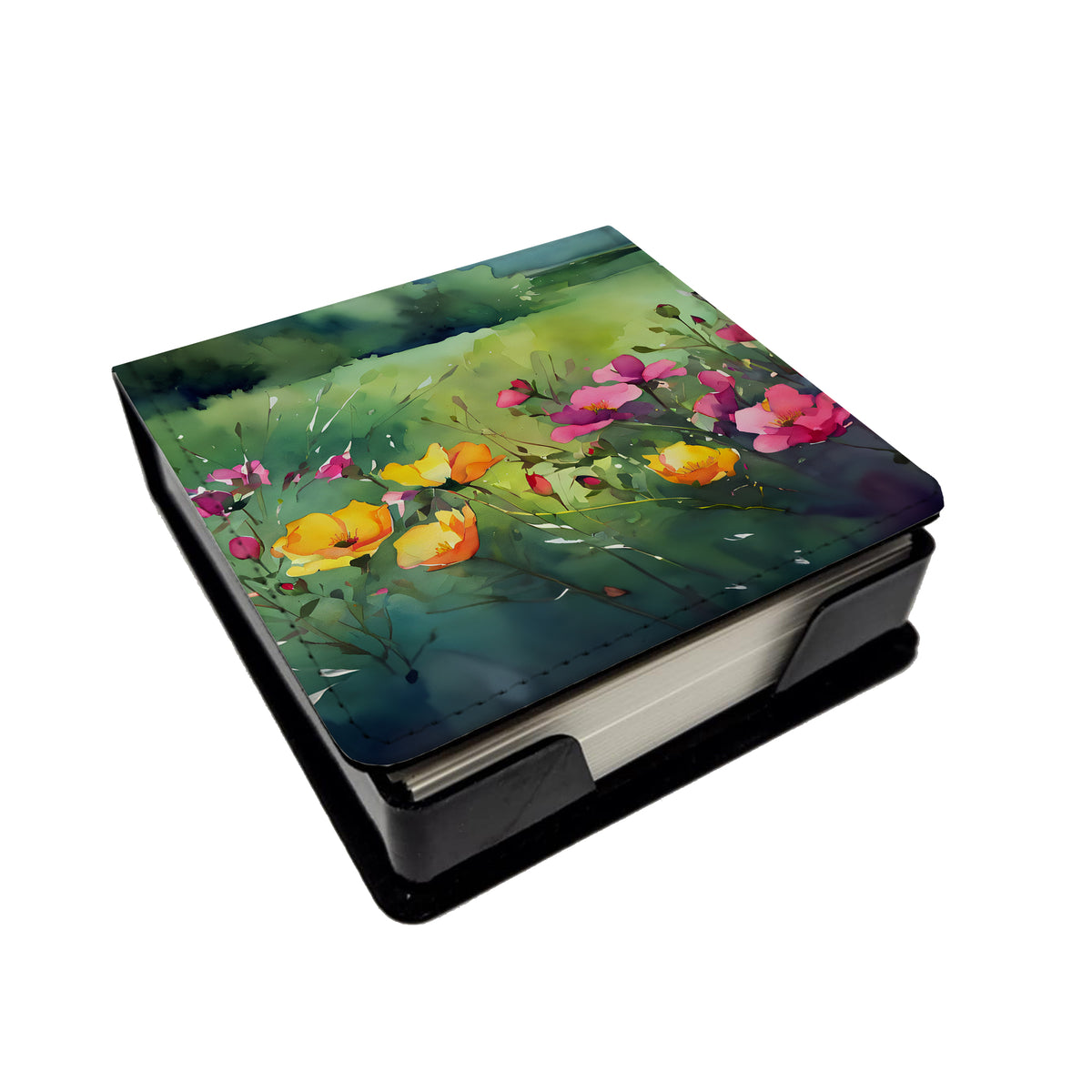 Buy this North Dakota Wild Prairie Roses in Watercolor PU Leather Note Paper Holder