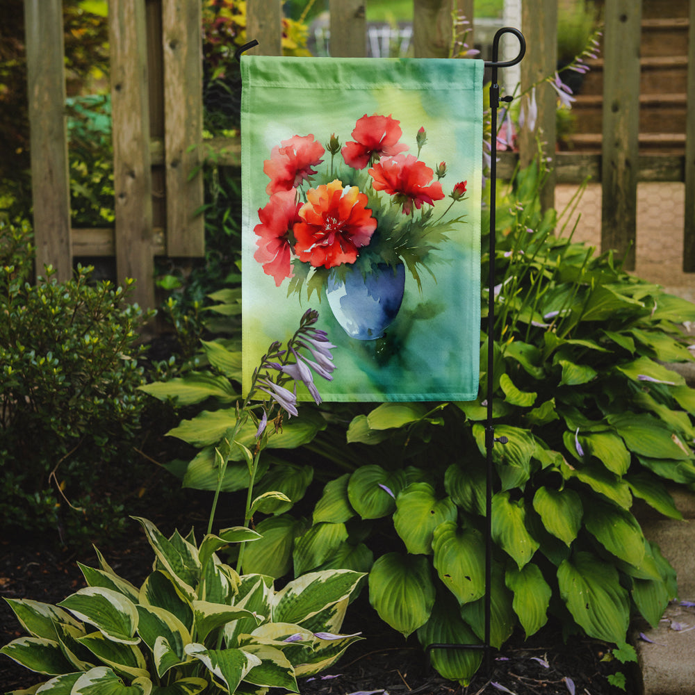 Ohio Scarlet Carnations in Watercolor Garden Flag