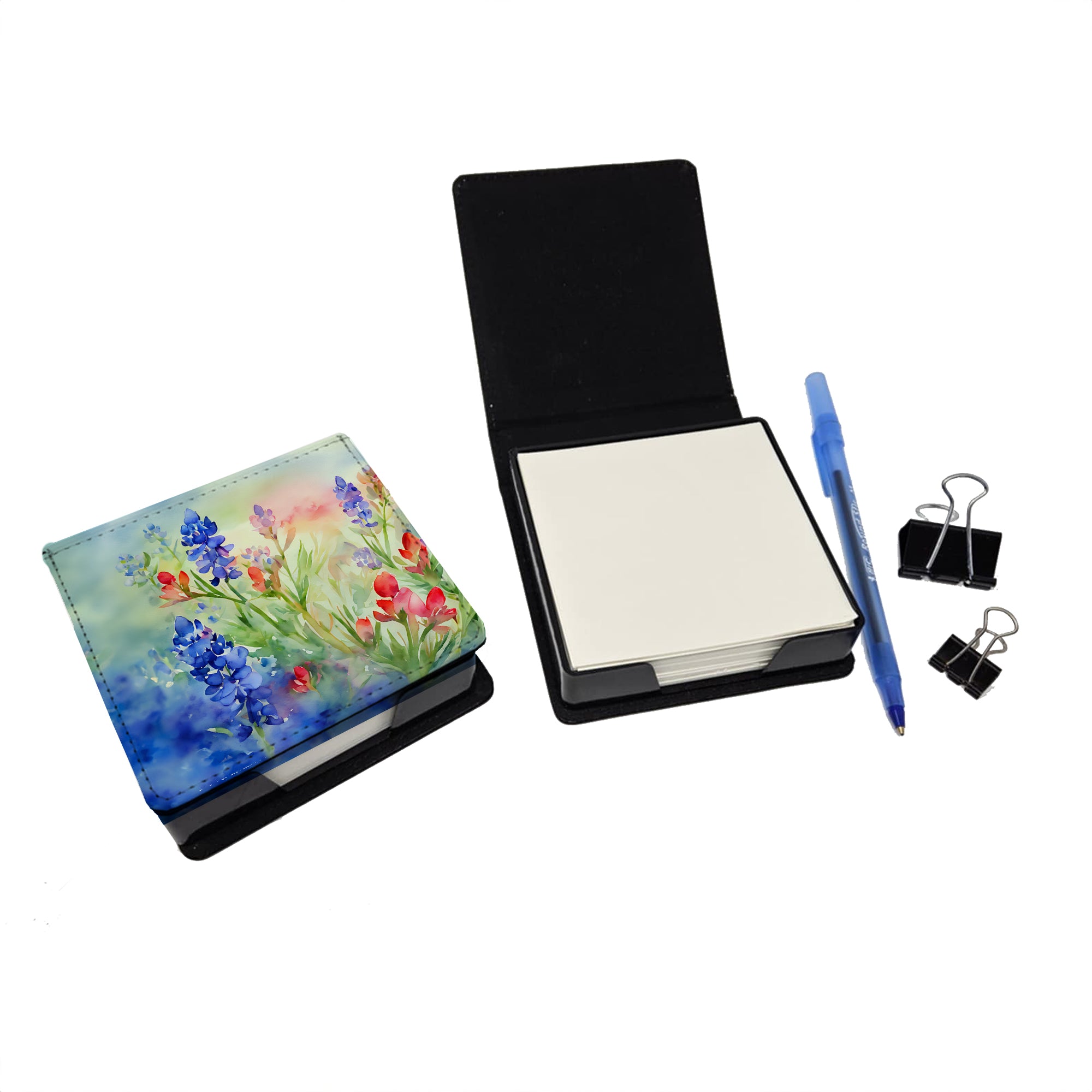 Buy this Texas Bluebonnets in Watercolor PU Leather Note Paper Holder