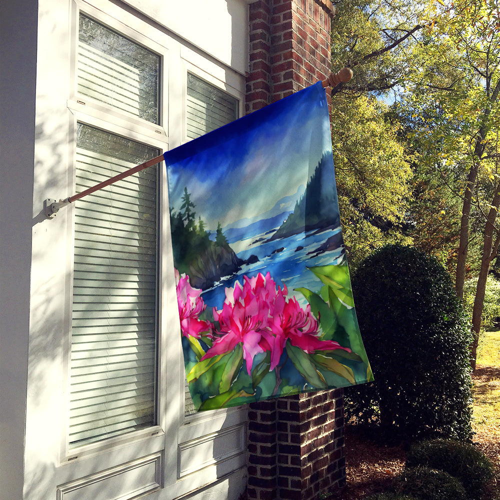 Washington Coast Rhododendrons in Watercolor House Flag