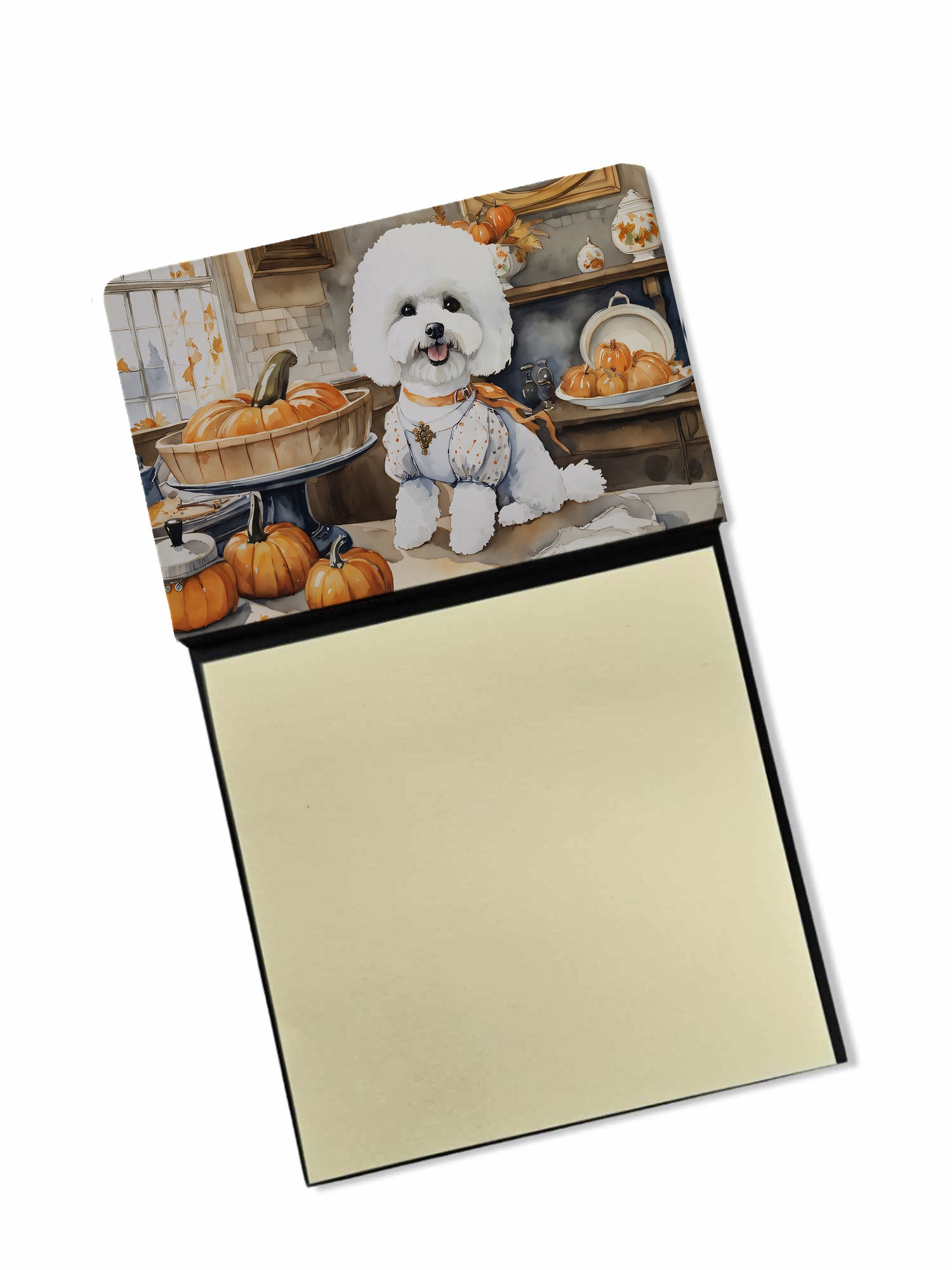 Buy this Bichon Frise Fall Kitchen Pumpkins Sticky Note Holder