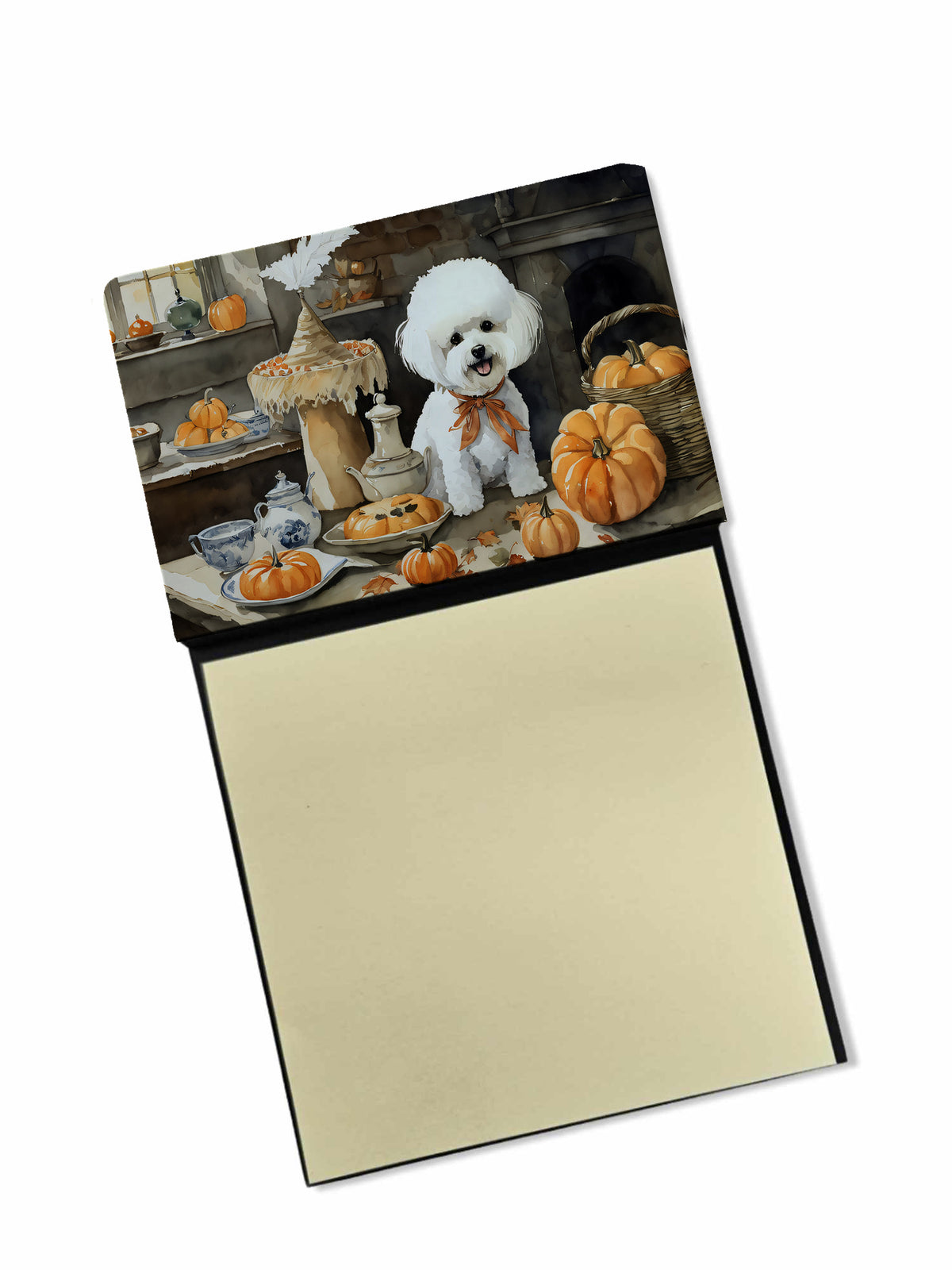 Buy this Bichon Frise Fall Kitchen Pumpkins Sticky Note Holder