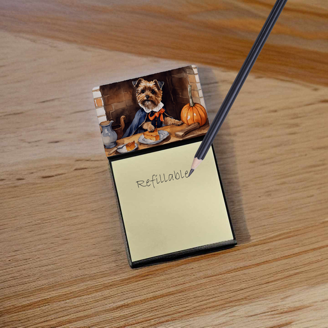 Buy this Border Terrier Fall Kitchen Pumpkins Sticky Note Holder