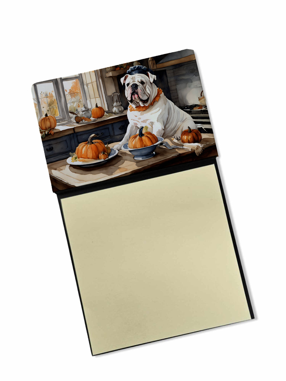 Buy this English Bulldog Fall Kitchen Pumpkins Sticky Note Holder