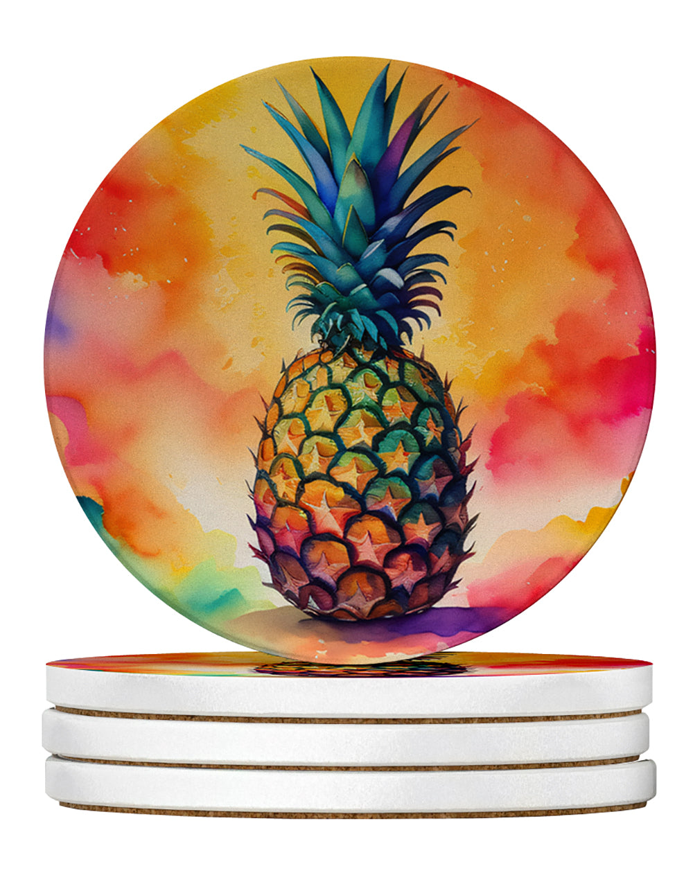 Buy this Colorful Pineapple Large Sandstone Coasters Pack of 4