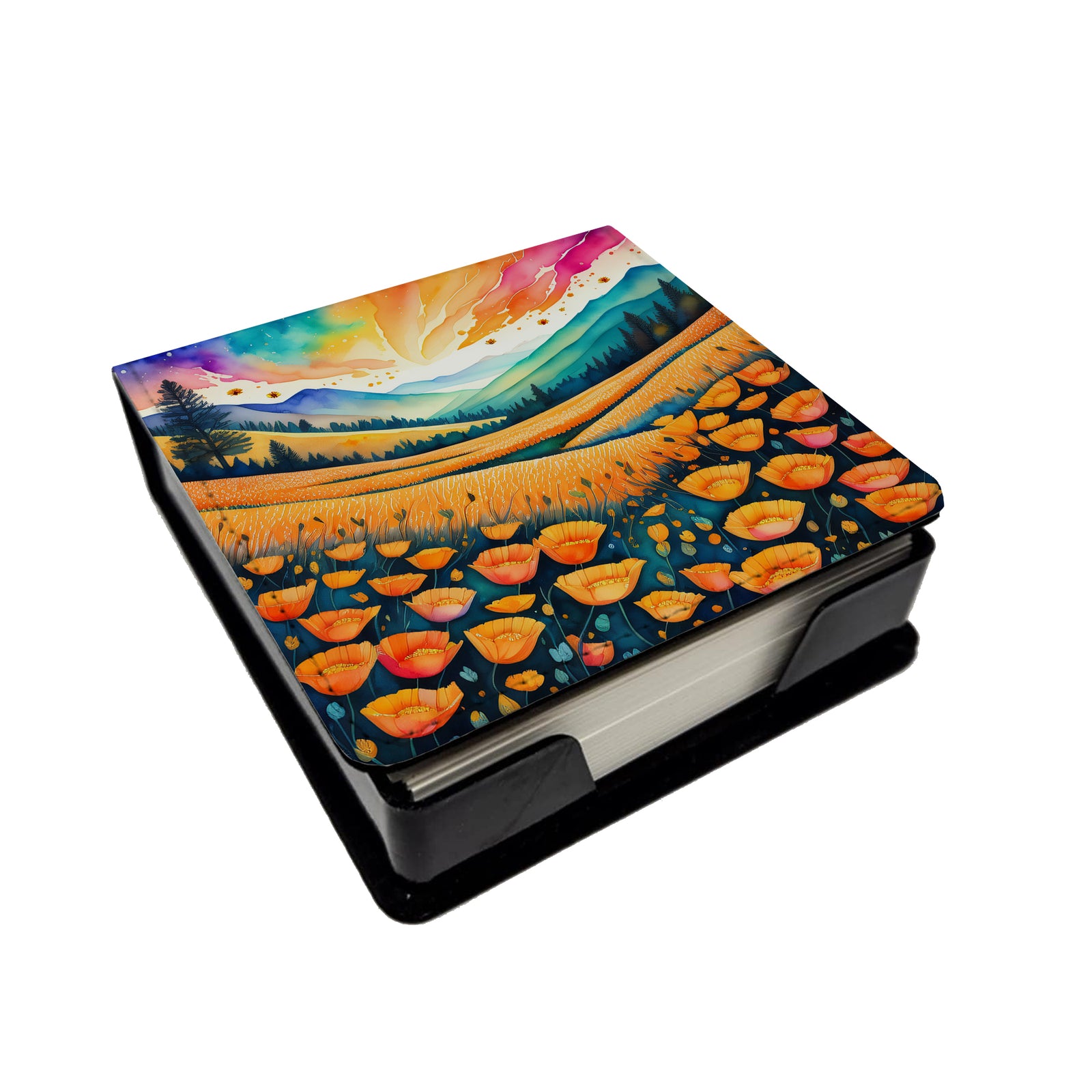 Buy this Colorful California poppies PU Leather Note Paper Holder