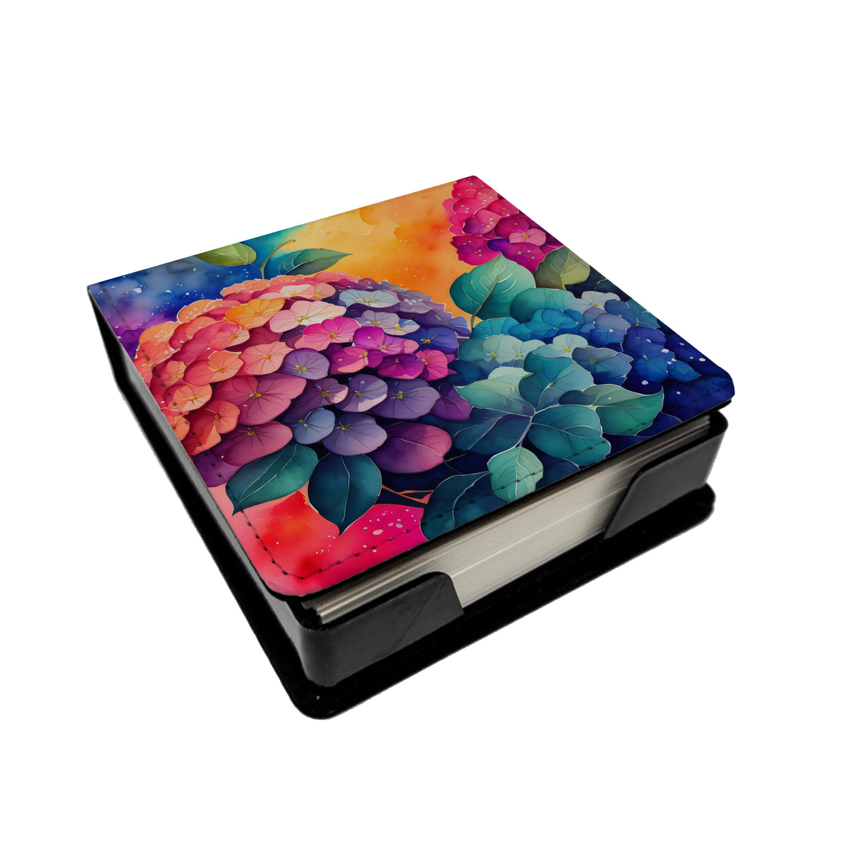 Buy this Colorful Hydrangeas PU Leather Note Paper Holder