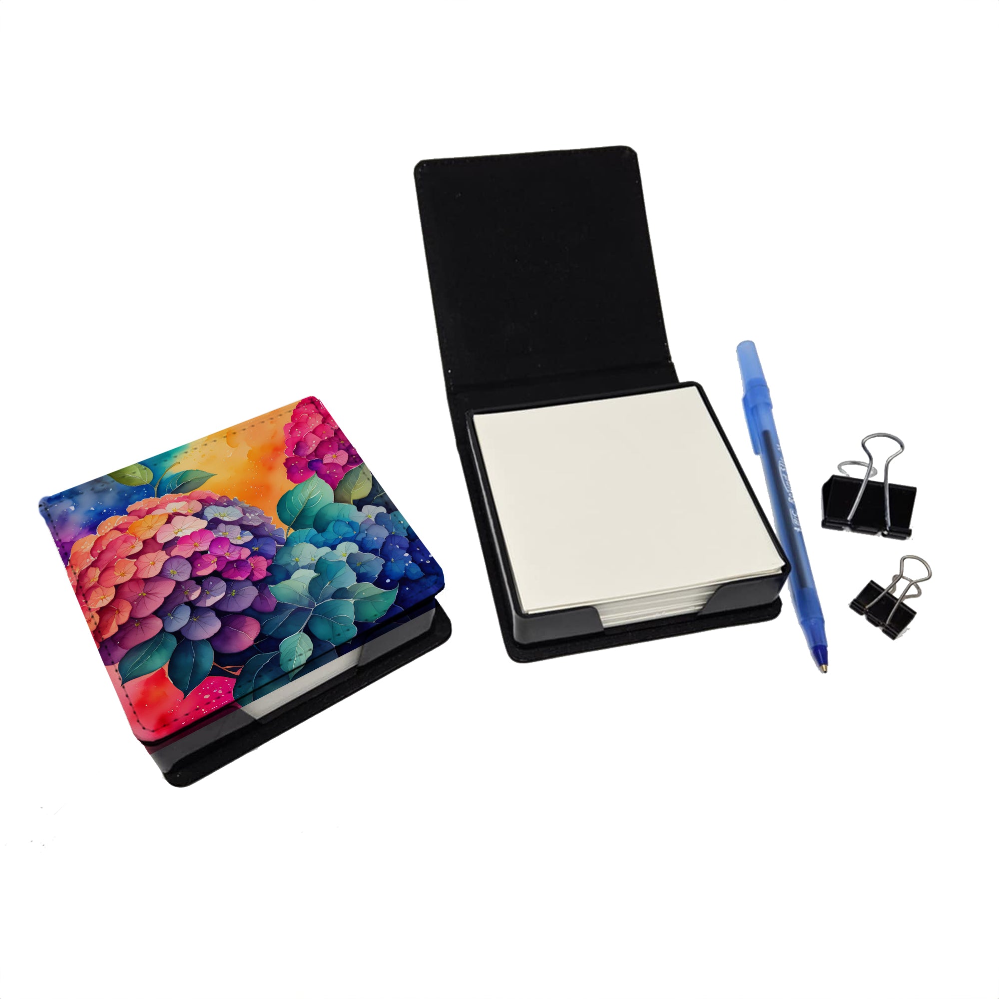 Buy this Colorful Hydrangeas PU Leather Note Paper Holder