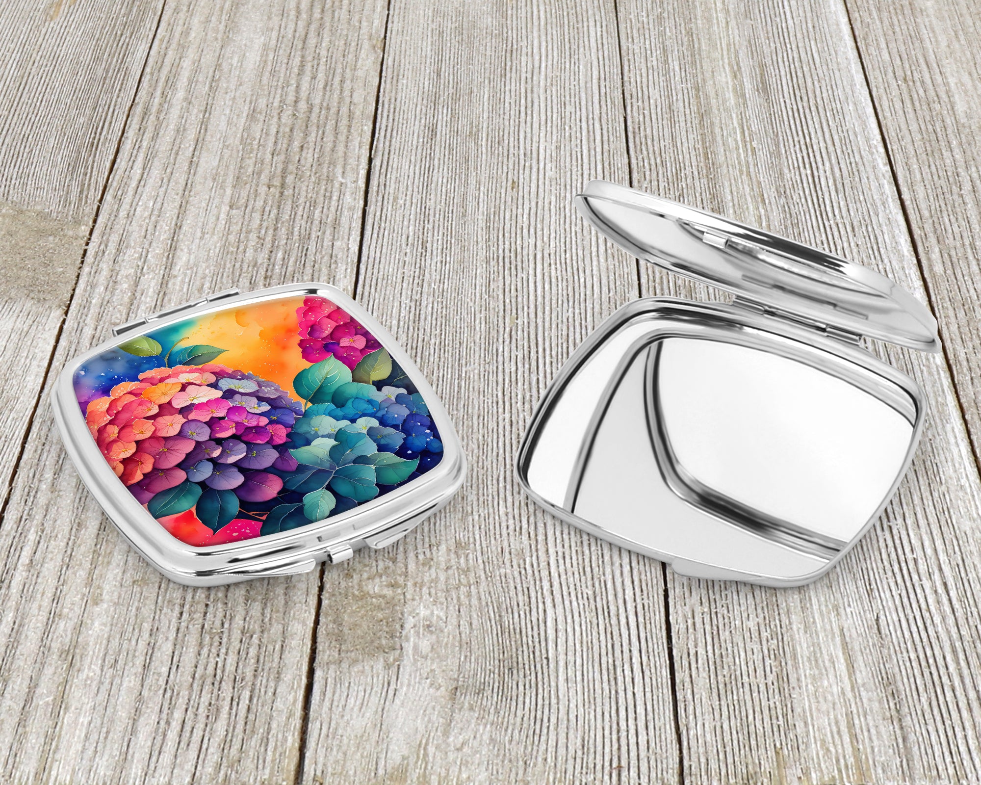 Colorful Hydrangeas Compact Mirror