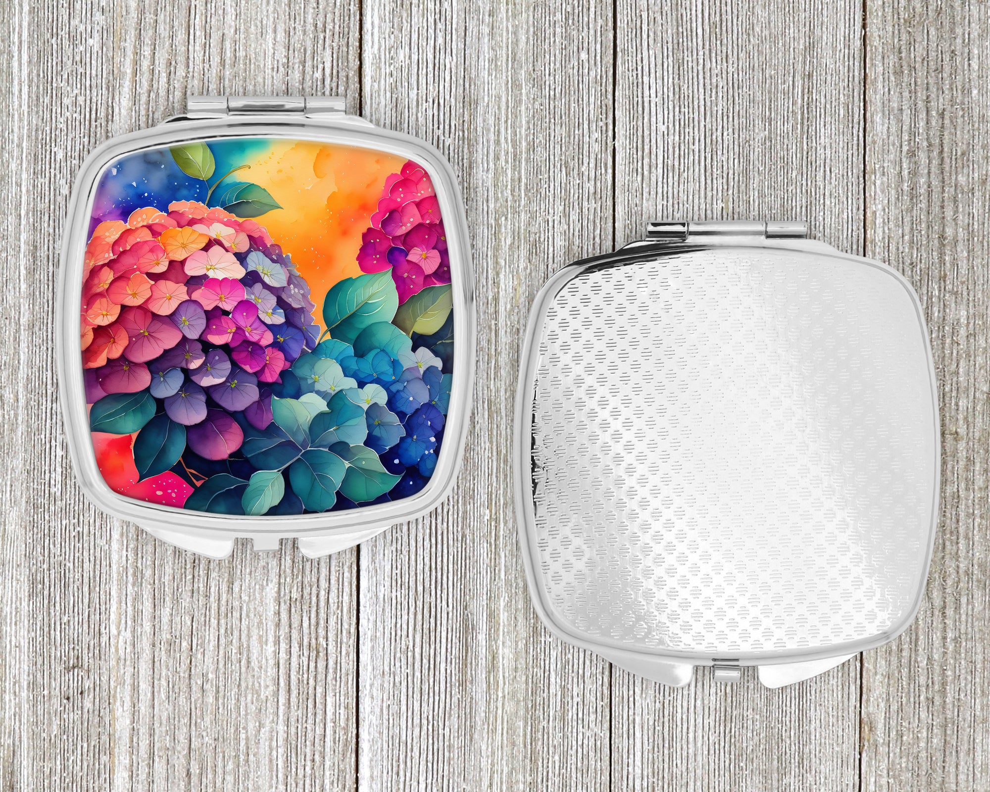 Colorful Hydrangeas Compact Mirror