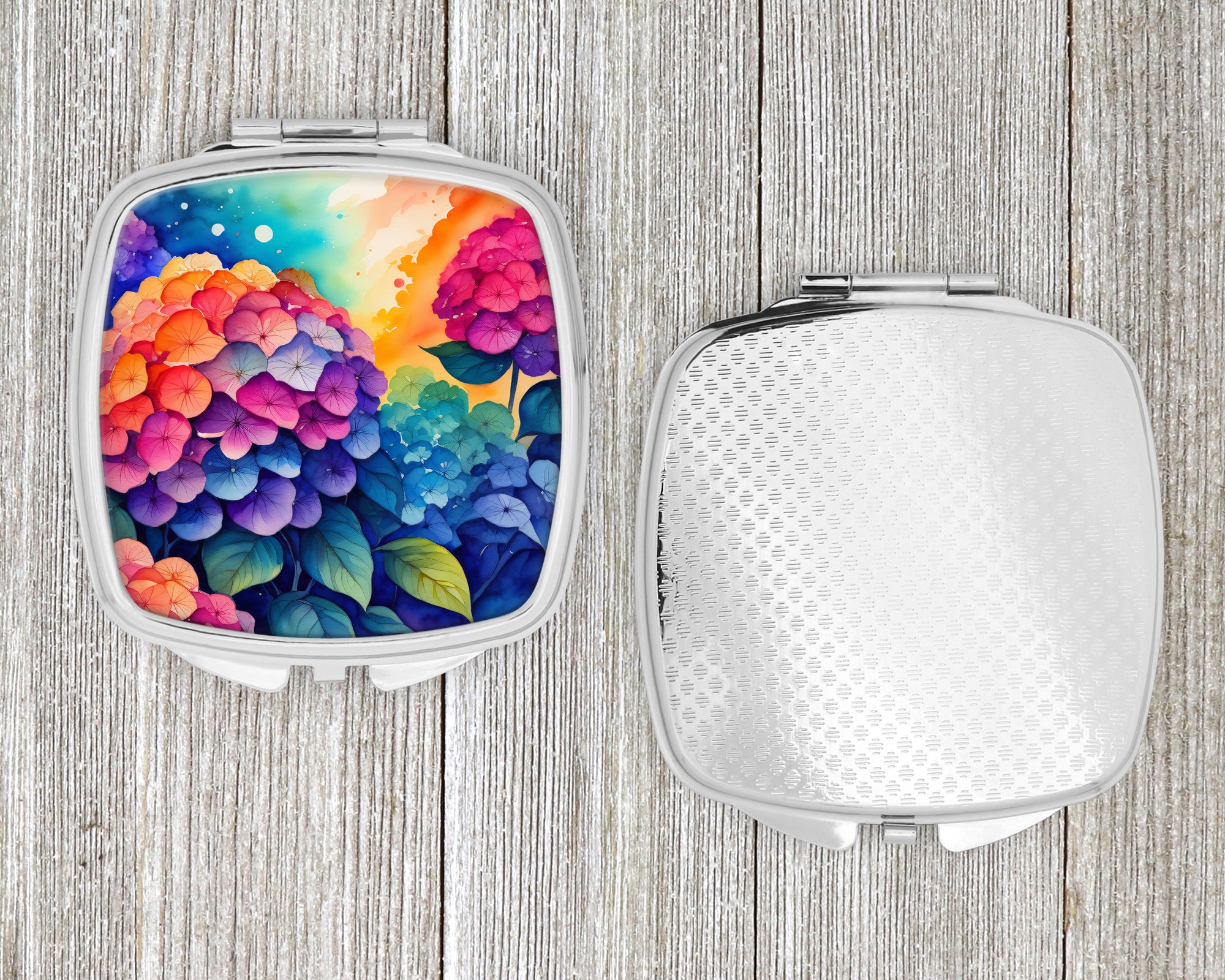 Colorful Hydrangeas Compact Mirror