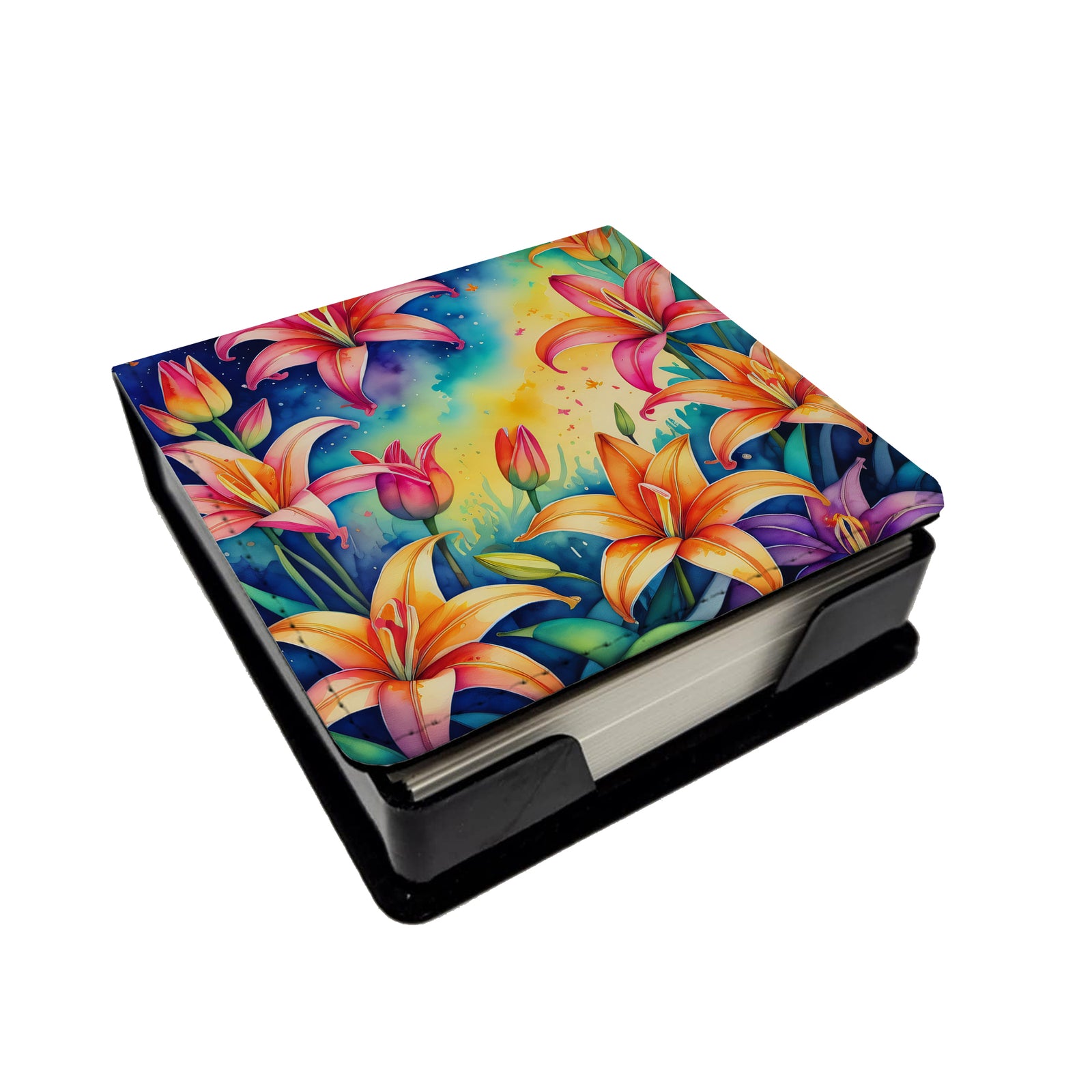 Buy this Colorful Lilies PU Leather Note Paper Holder