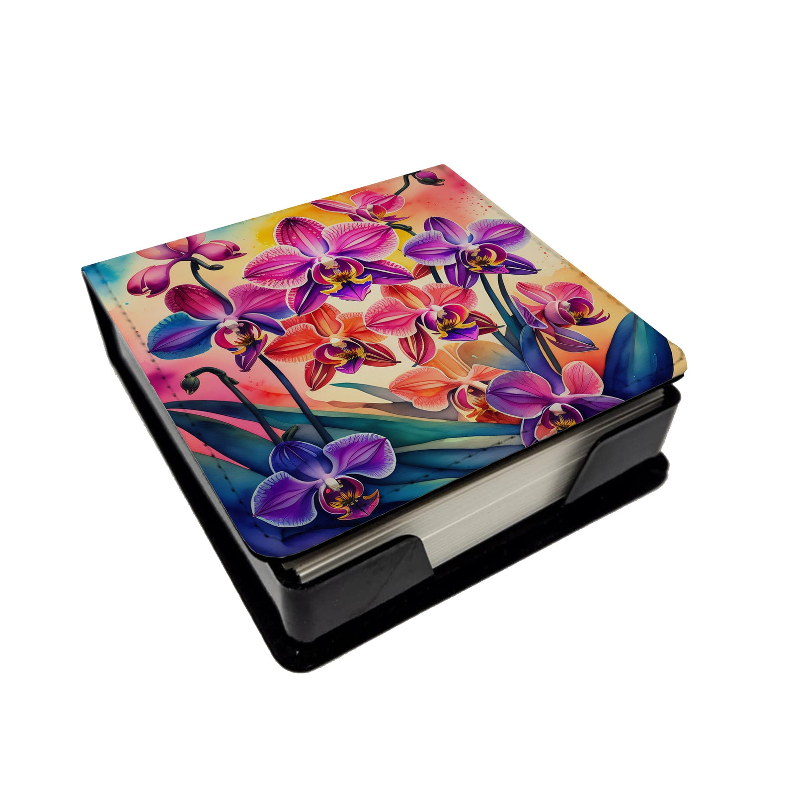 Buy this Colorful Orchids PU Leather Note Paper Holder