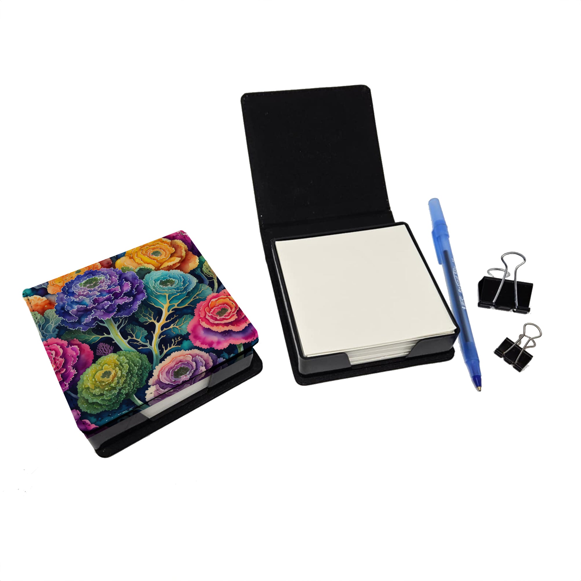 Buy this Colorful Ornamental Kale PU Leather Note Paper Holder