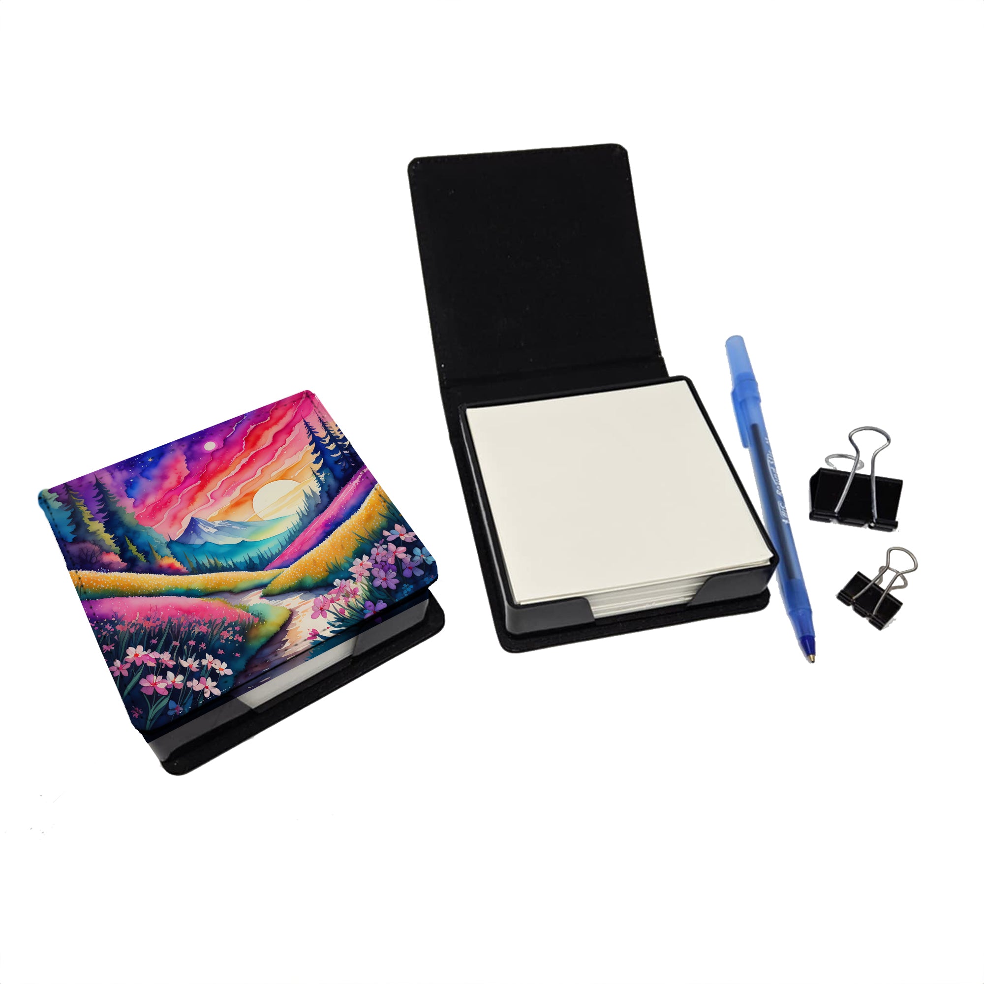 Buy this Colorful Phlox PU Leather Note Paper Holder