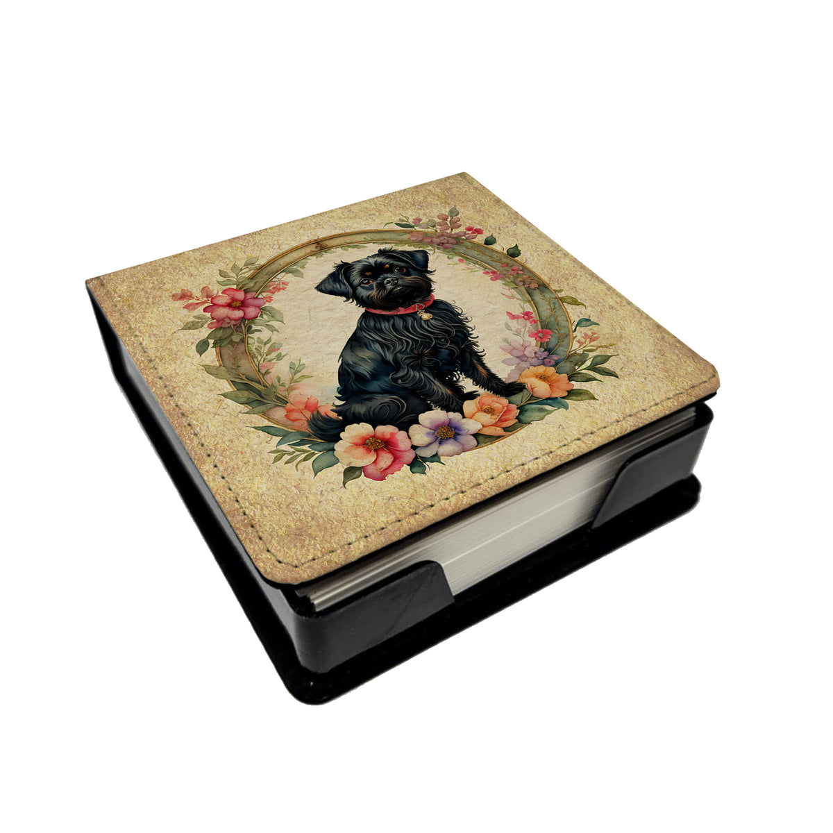 Buy this Affenpinscher and Flowers PU Leather Note Paper Holder