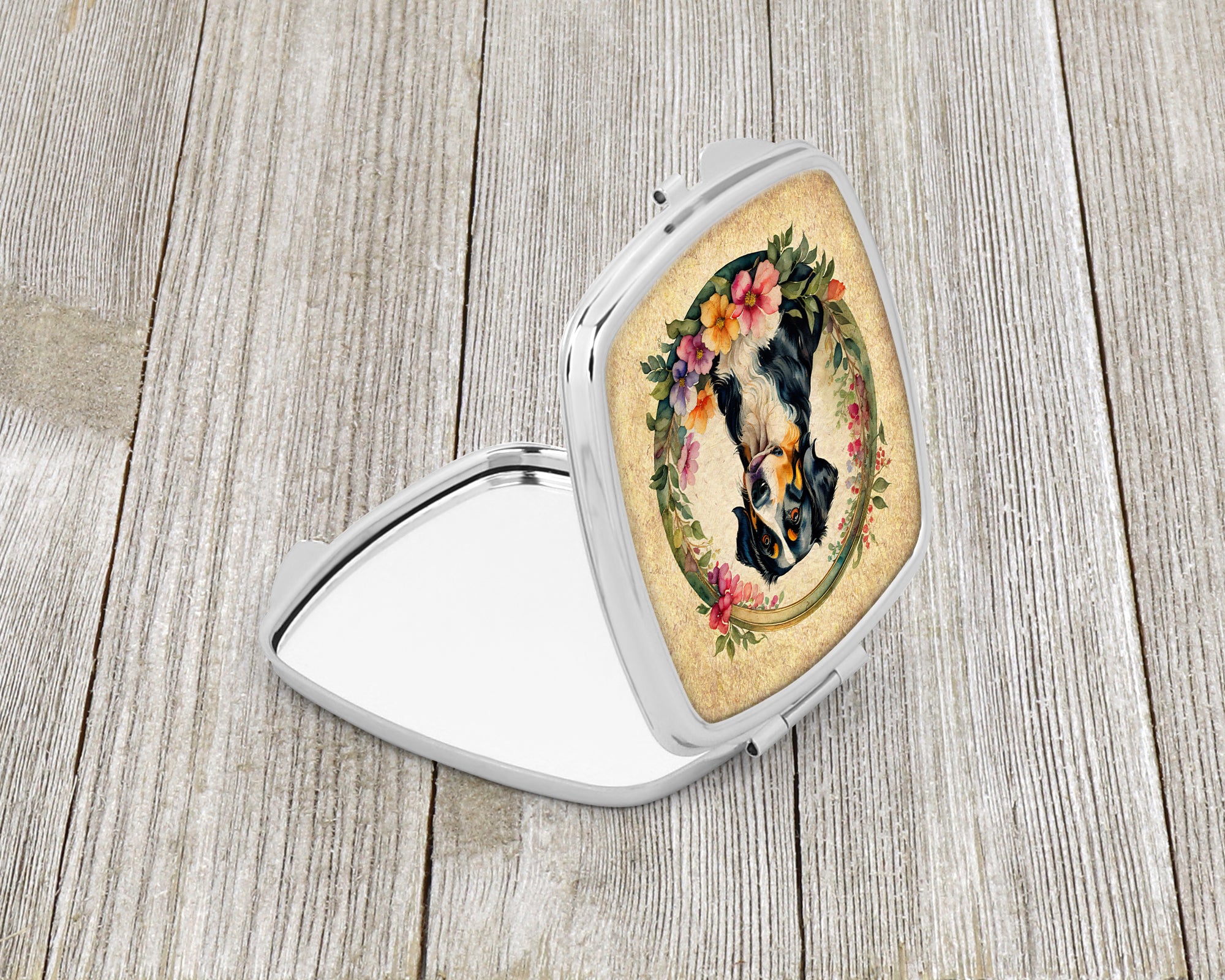 Appenzeller Sennenhund and Flowers Compact Mirror