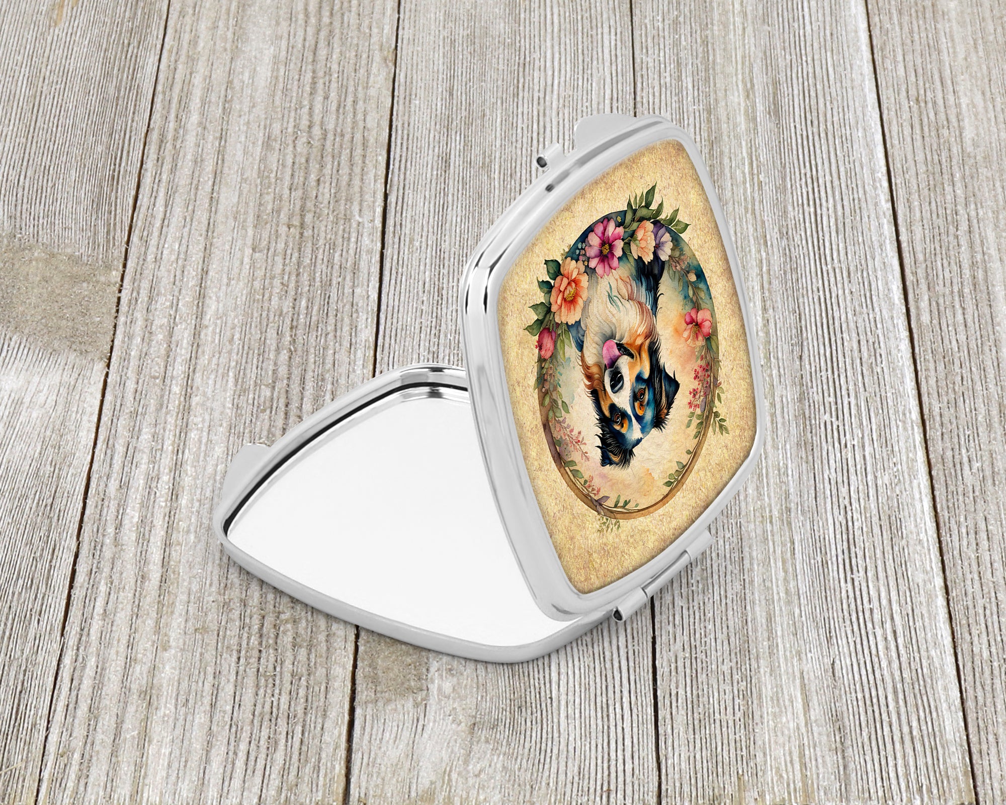 Buy this Australian Shepherd and Flowers Compact Mirror