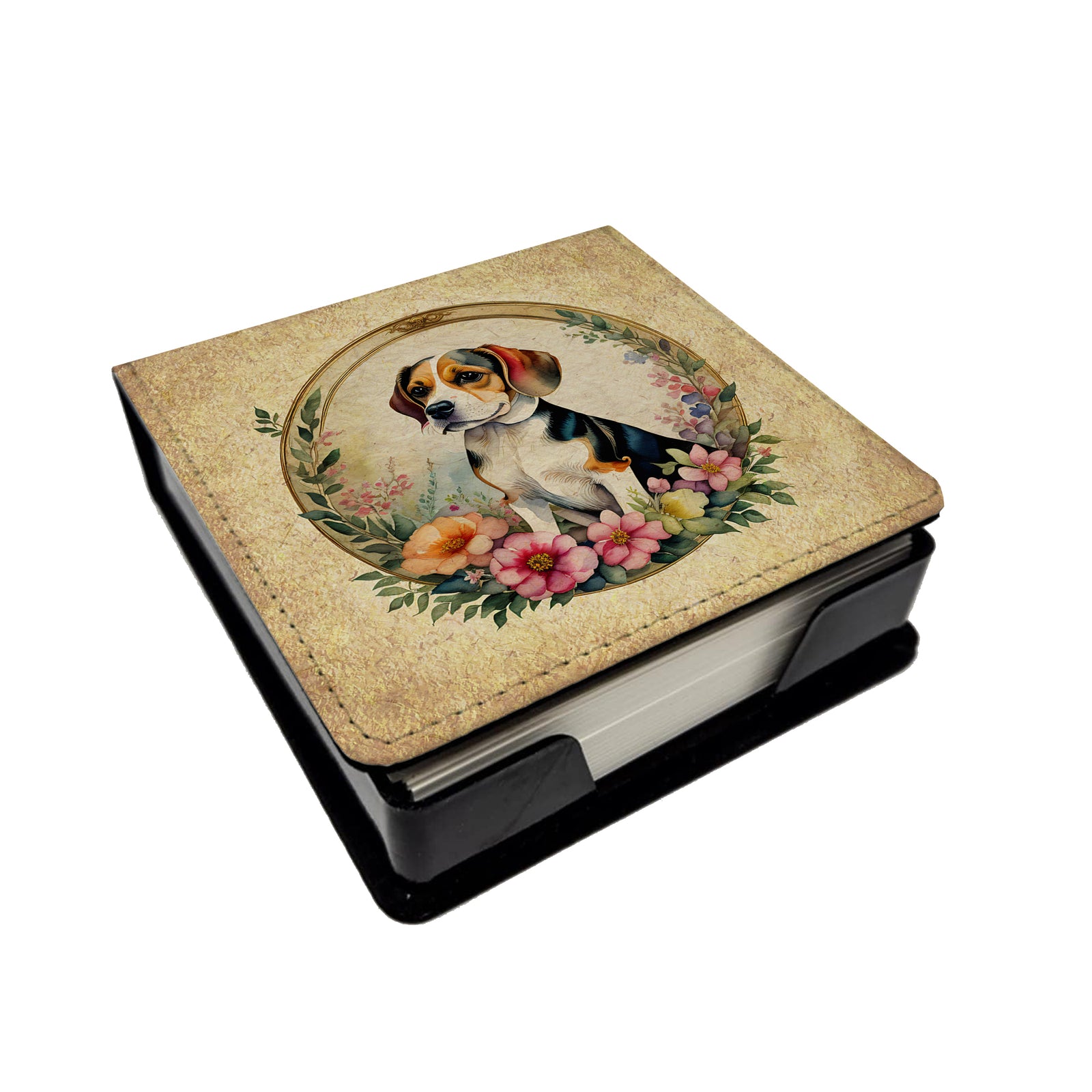 Buy this Beagle and Flowers PU Leather Note Paper Holder