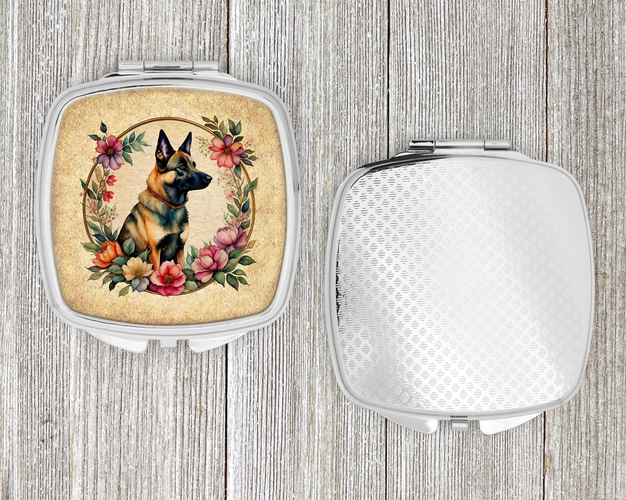 Belgian Malinois and Flowers Compact Mirror