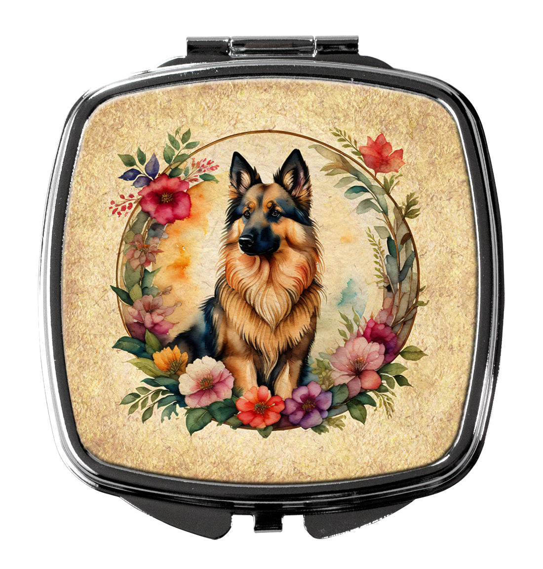 Buy this Belgian Tervuren and Flowers Compact Mirror