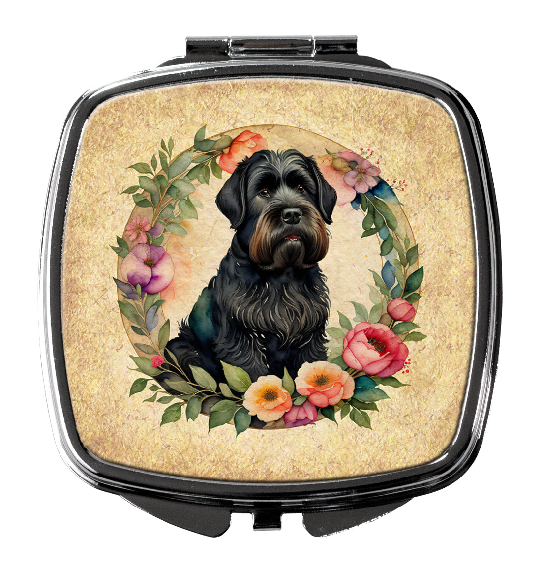 Buy this Black Russian Terrier and Flowers Compact Mirror