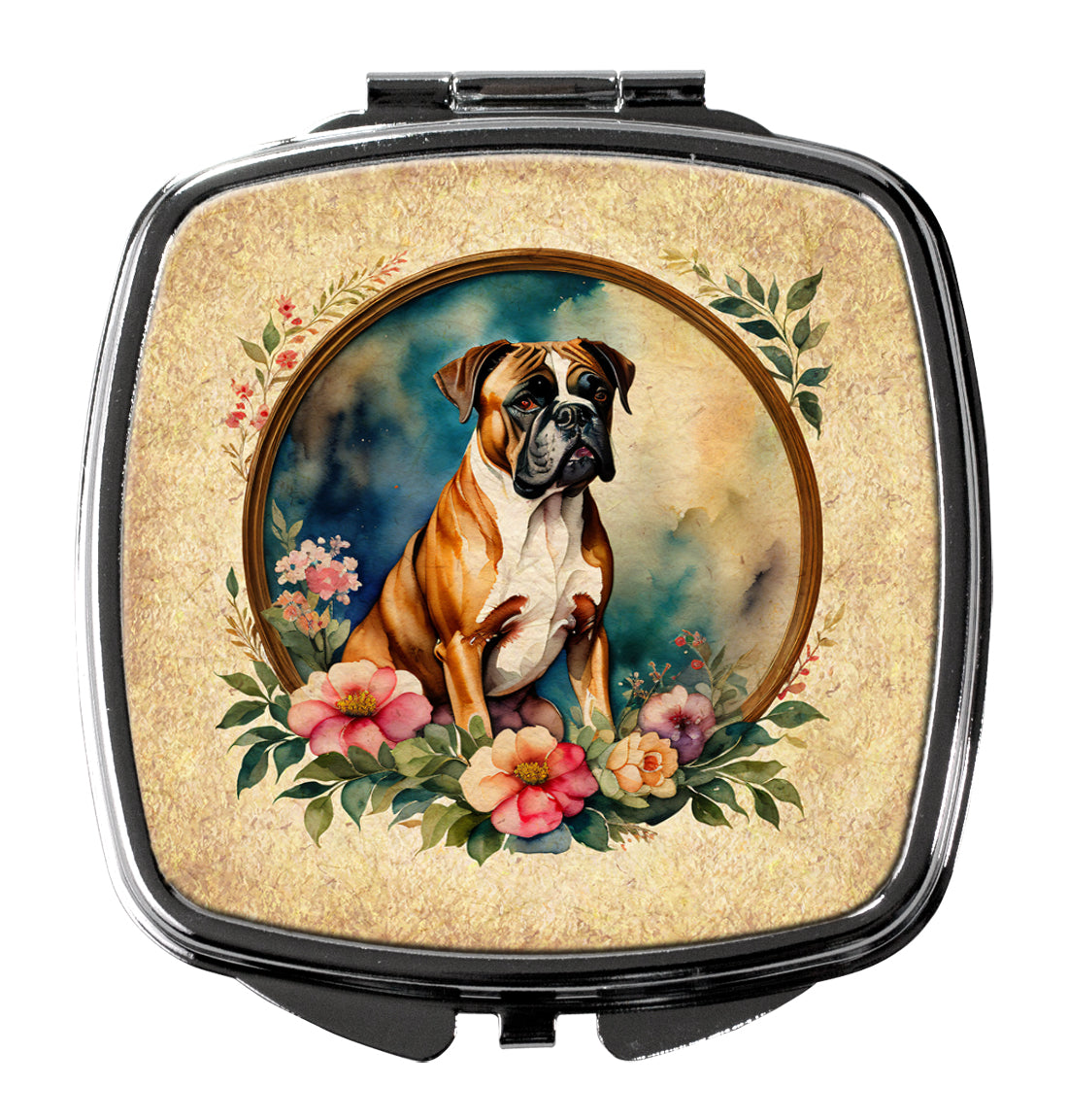 Buy this Boxer and Flowers Compact Mirror