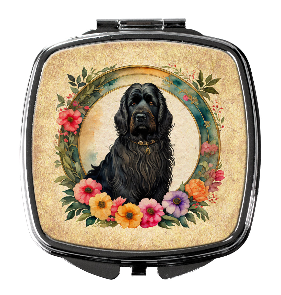 Buy this Briard and Flowers Compact Mirror