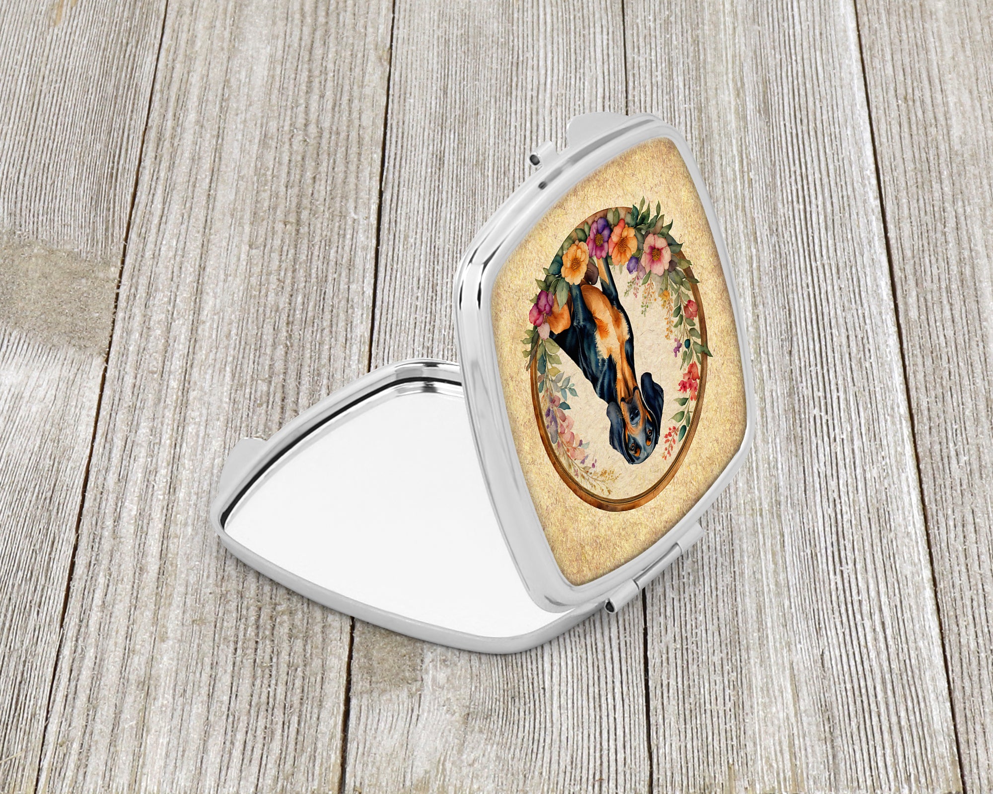 Coonhound and Flowers Compact Mirror