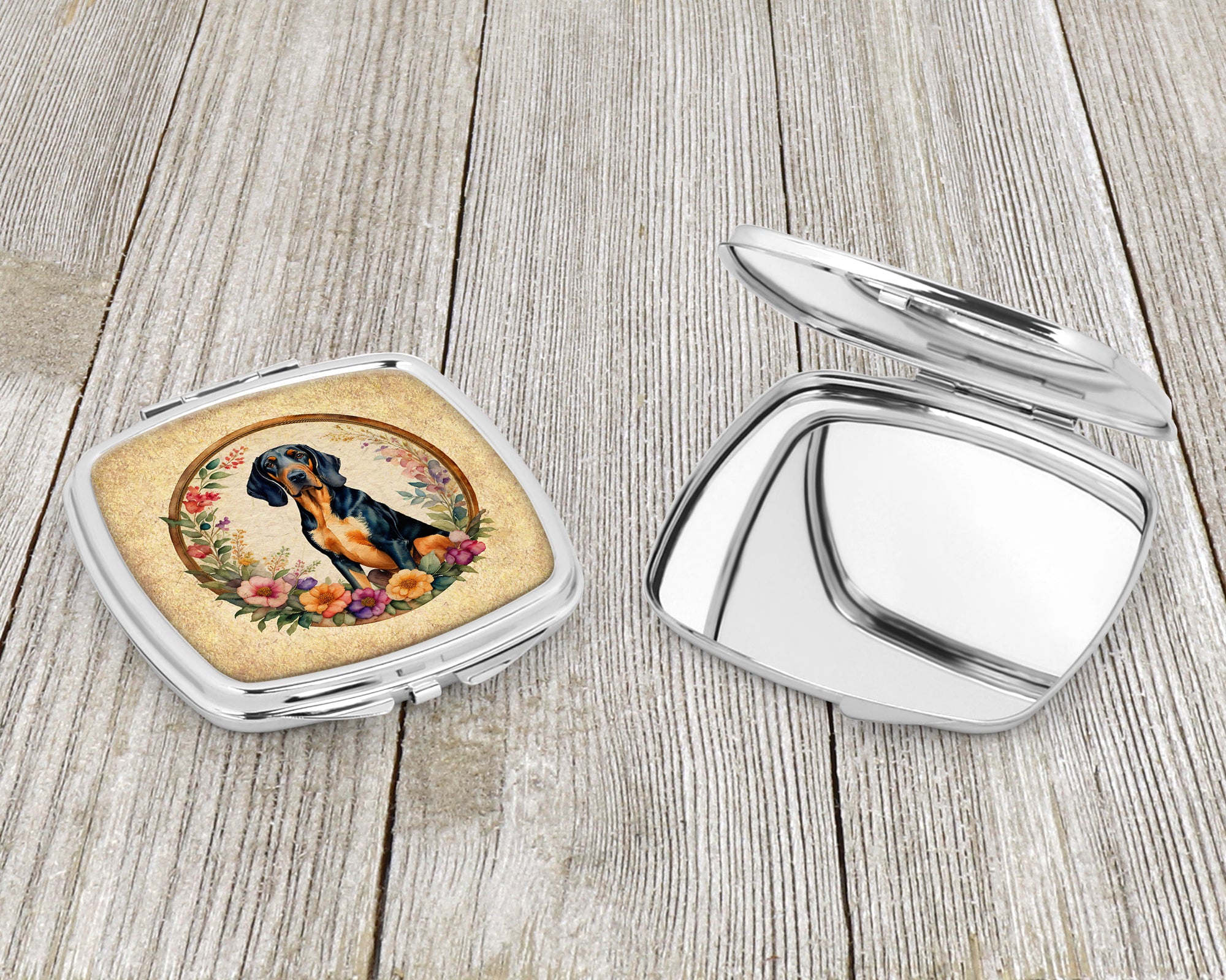 Coonhound and Flowers Compact Mirror