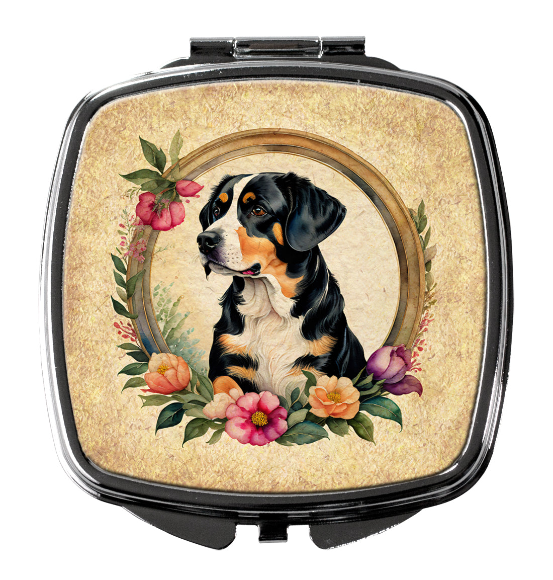 Buy this Entlebucher Mountain Dog and Flowers Compact Mirror