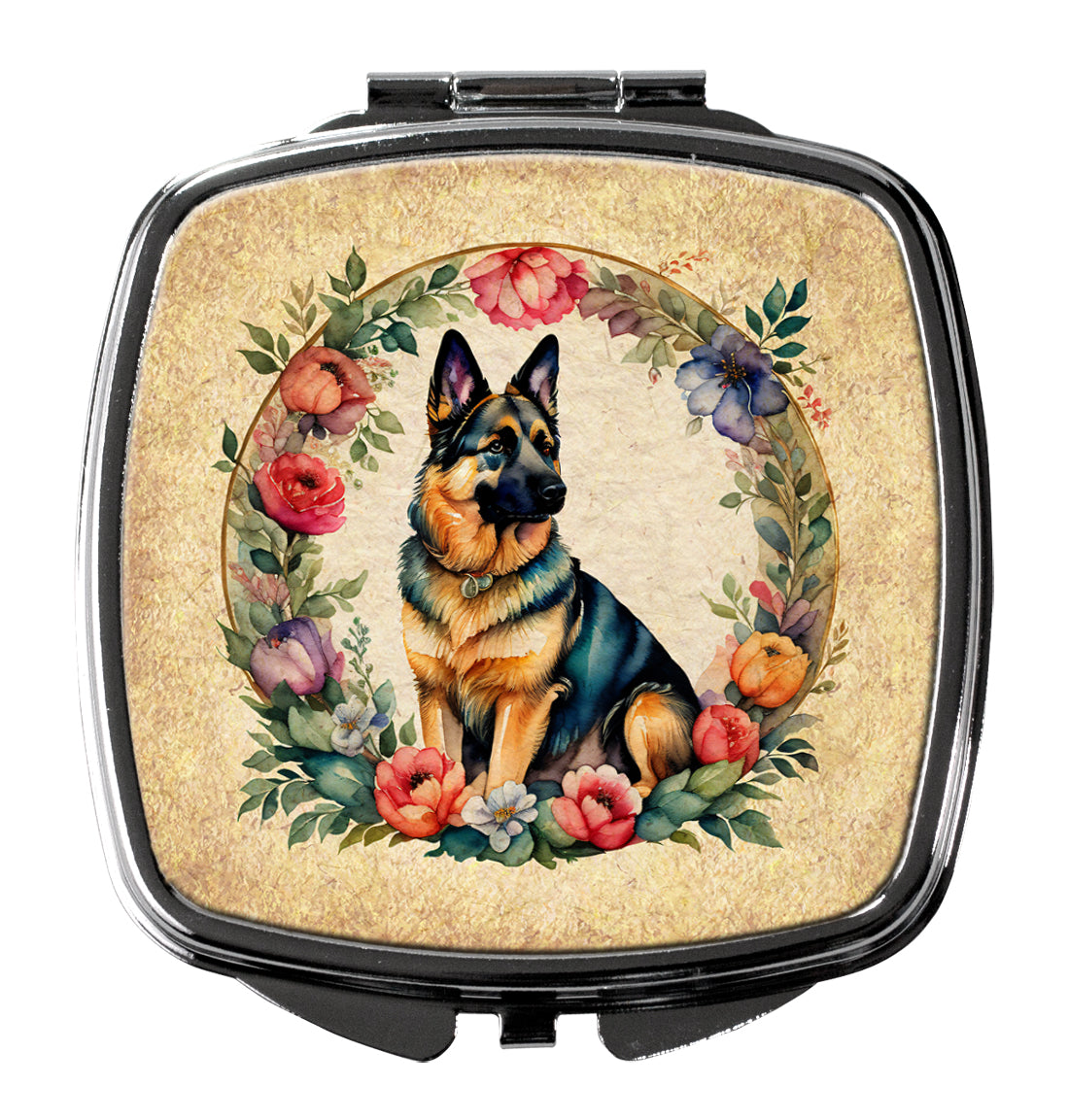 Buy this German Shepherd and Flowers Compact Mirror