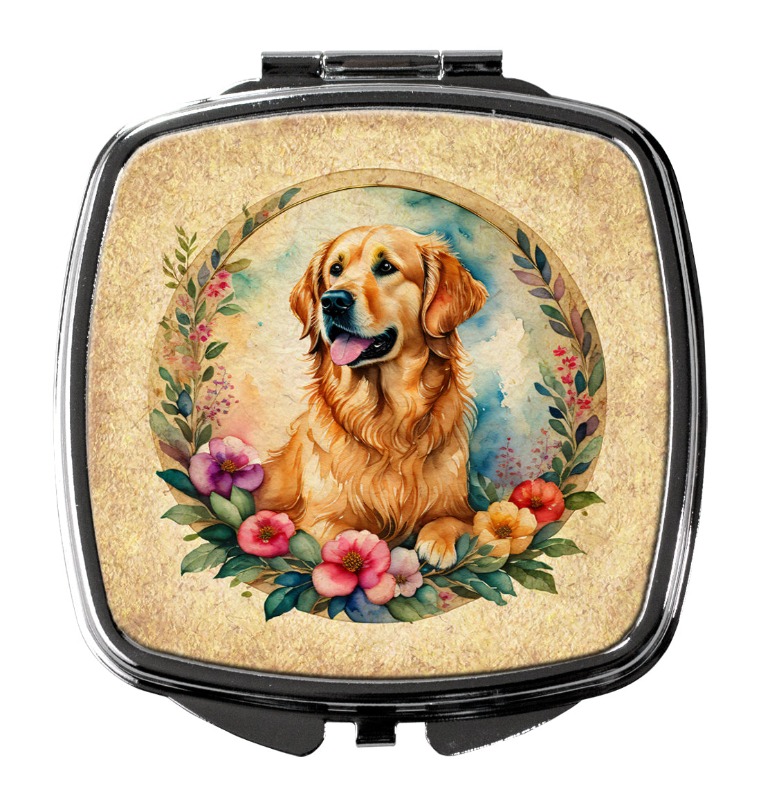 Buy this Golden Retriever and Flowers Compact Mirror