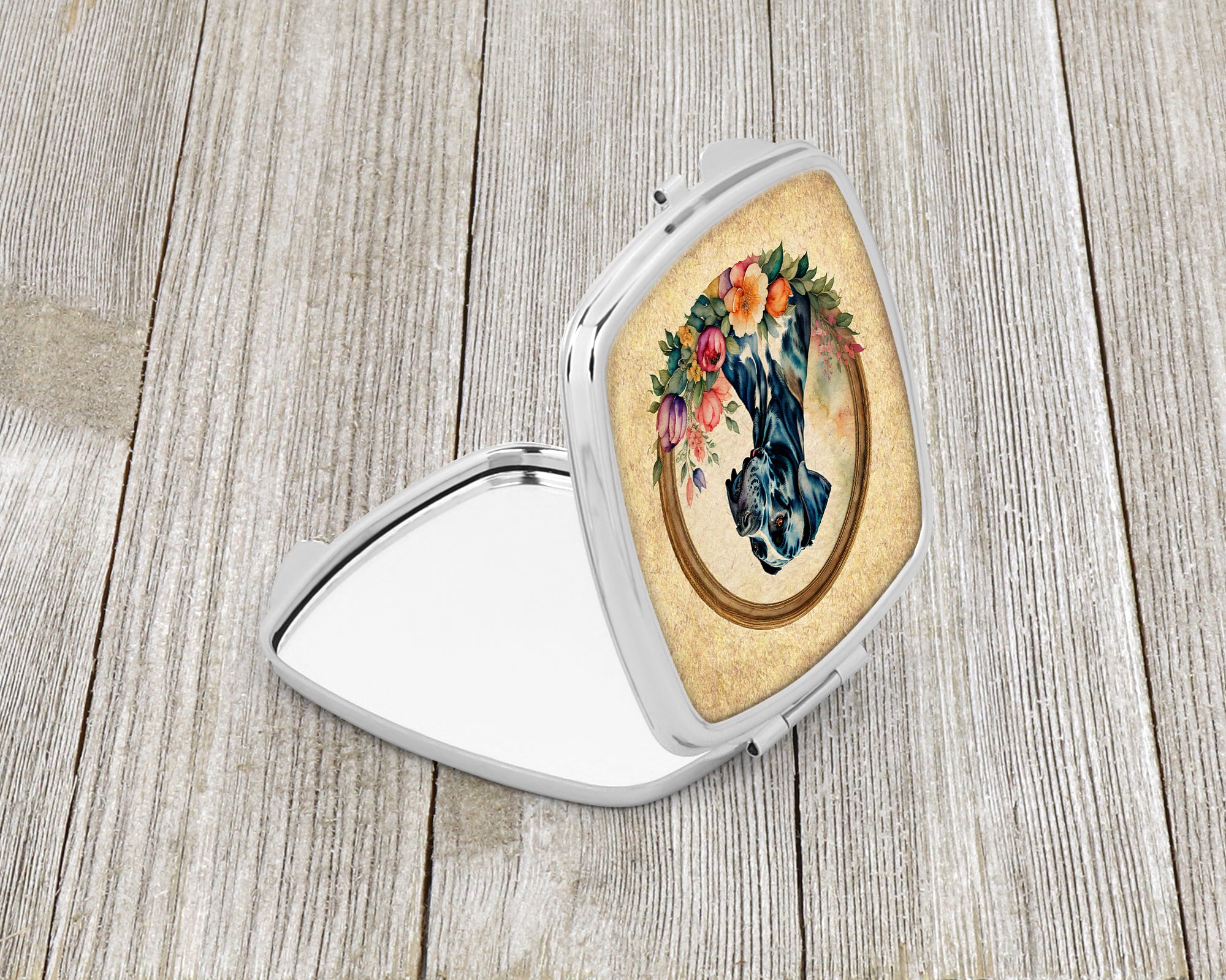 Buy this Great Dane and Flowers Compact Mirror