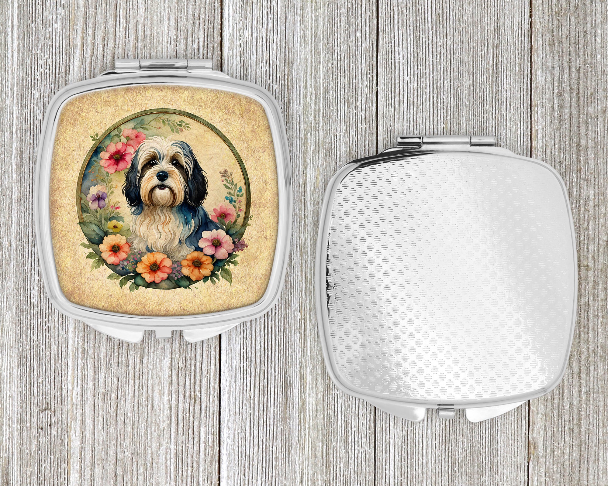 Havanese and Flowers Compact Mirror