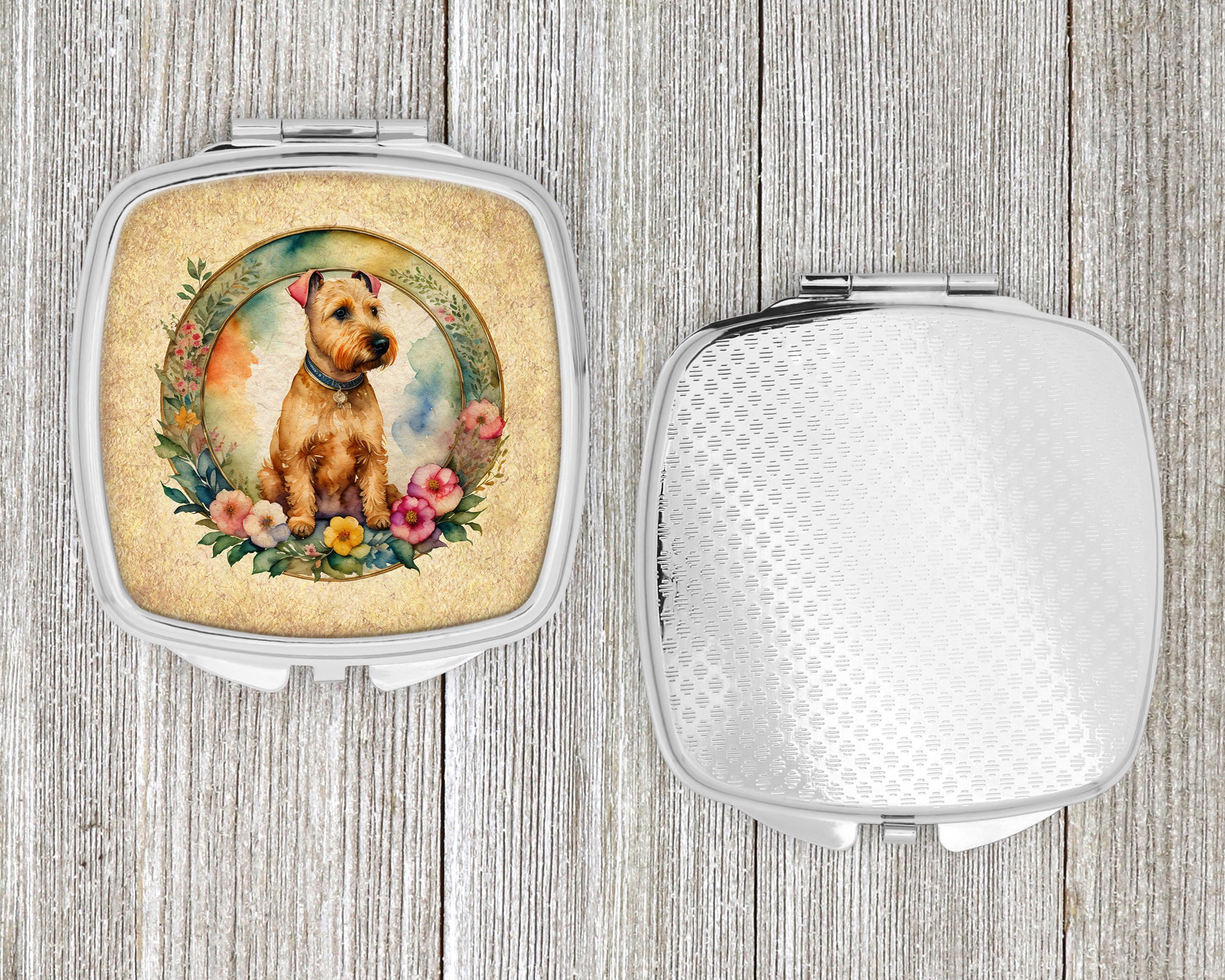 Lakeland Terrier and Flowers Compact Mirror